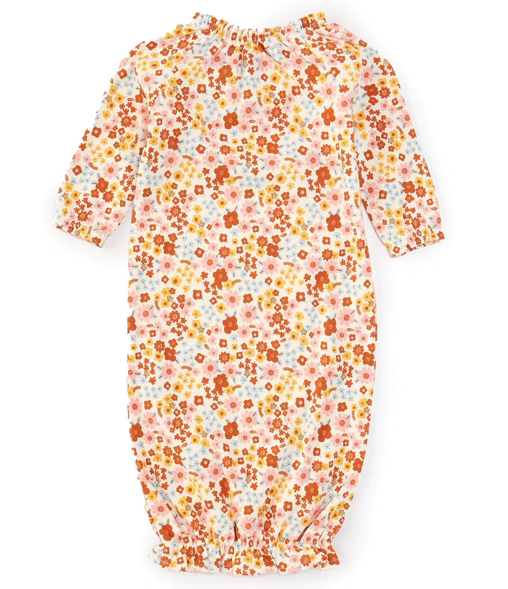 Mud Pie Baby Girls Newborn-3 Months Long Sleeve Floral-Print Interlock Gown