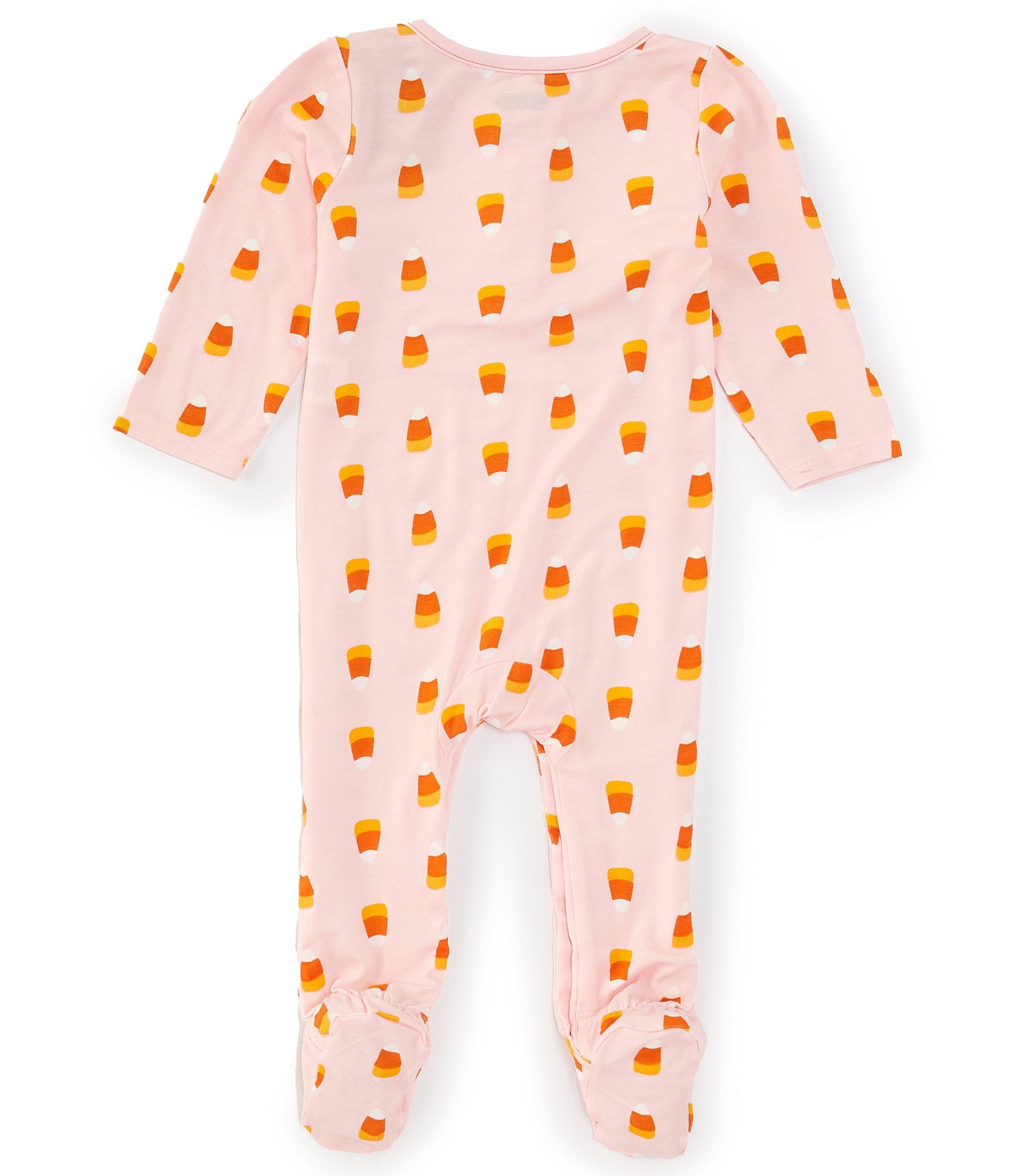 Mud Pie Baby Girls Newborn-9 Months Long Sleeve Glow-In-The-Dark Candy Corn Footed Coverall