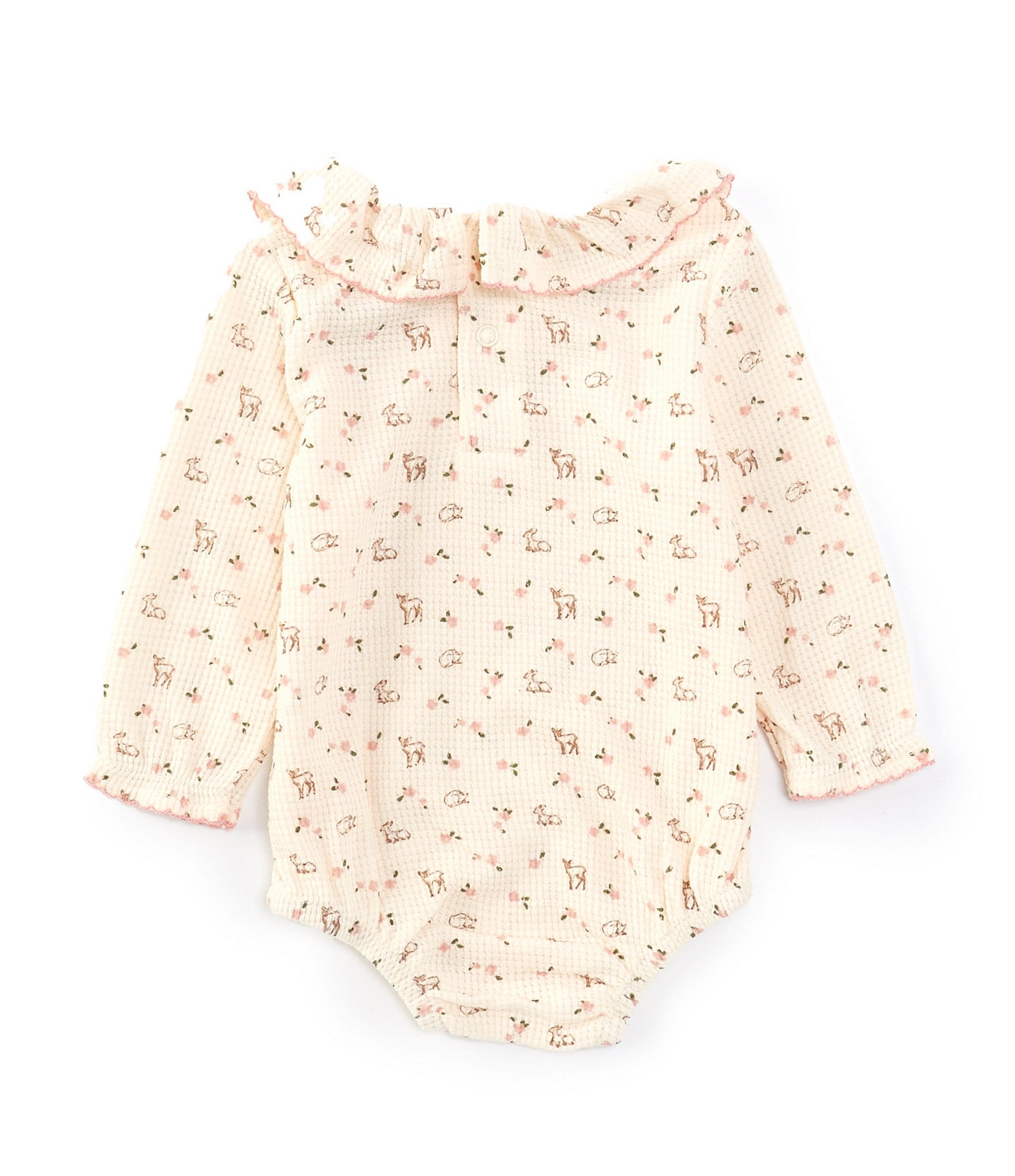 Mud Pie Baby Girls Newborn-9 Months Long Sleeve Printed Waffle-Knit Bodysuit