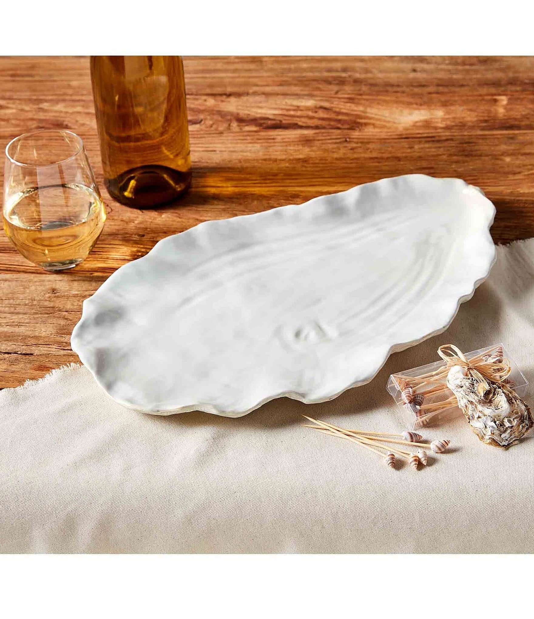 Mud Pie Blue Sea Oyster Platter & Toothpick Set