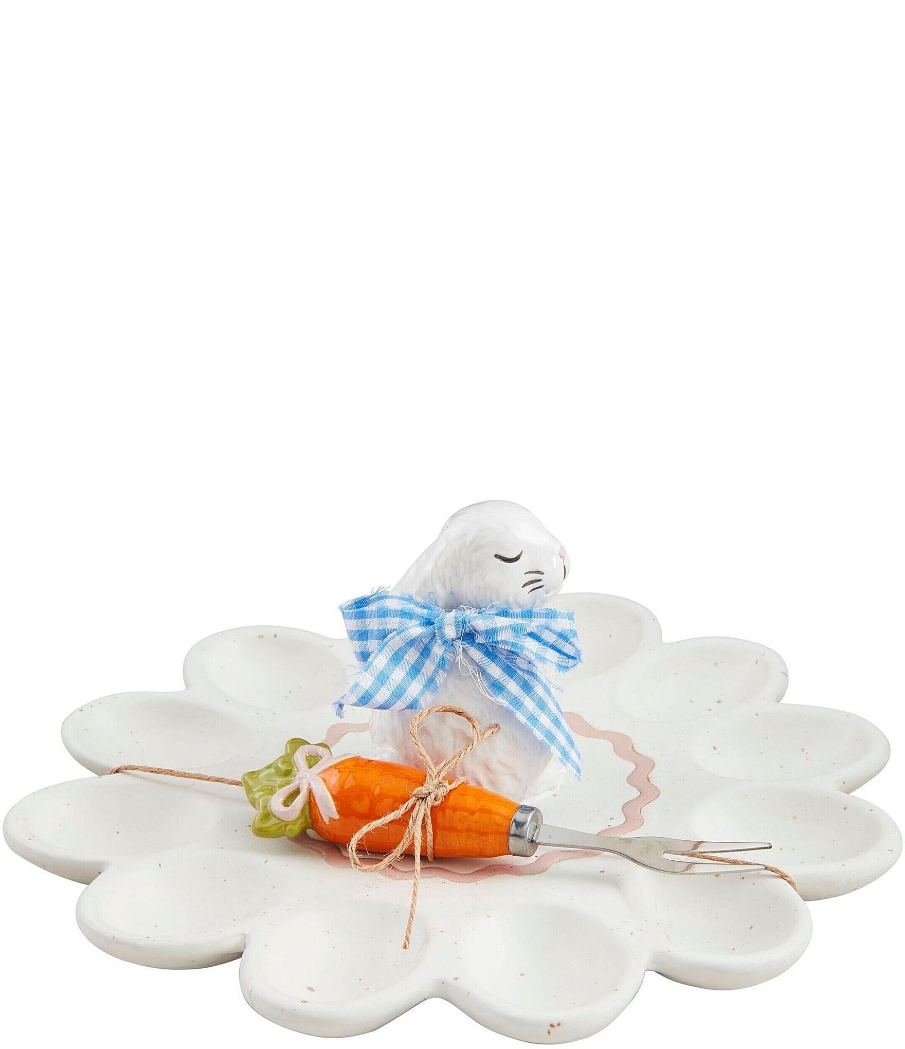 Mud Pie Bunny Deviled Egg Platter 3-Piece Set