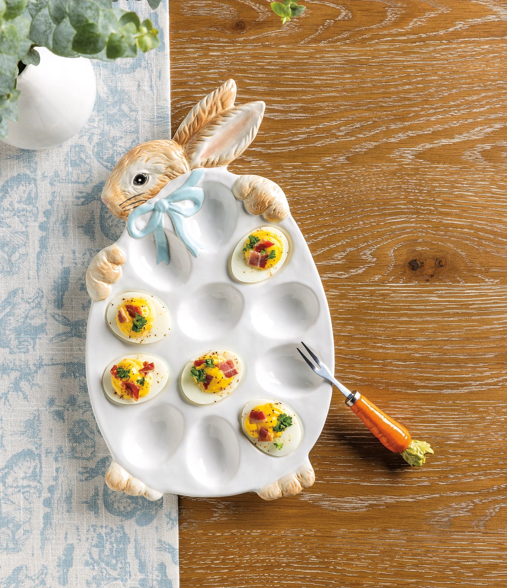 Mud Pie Bunny Deviled Egg Platter Set