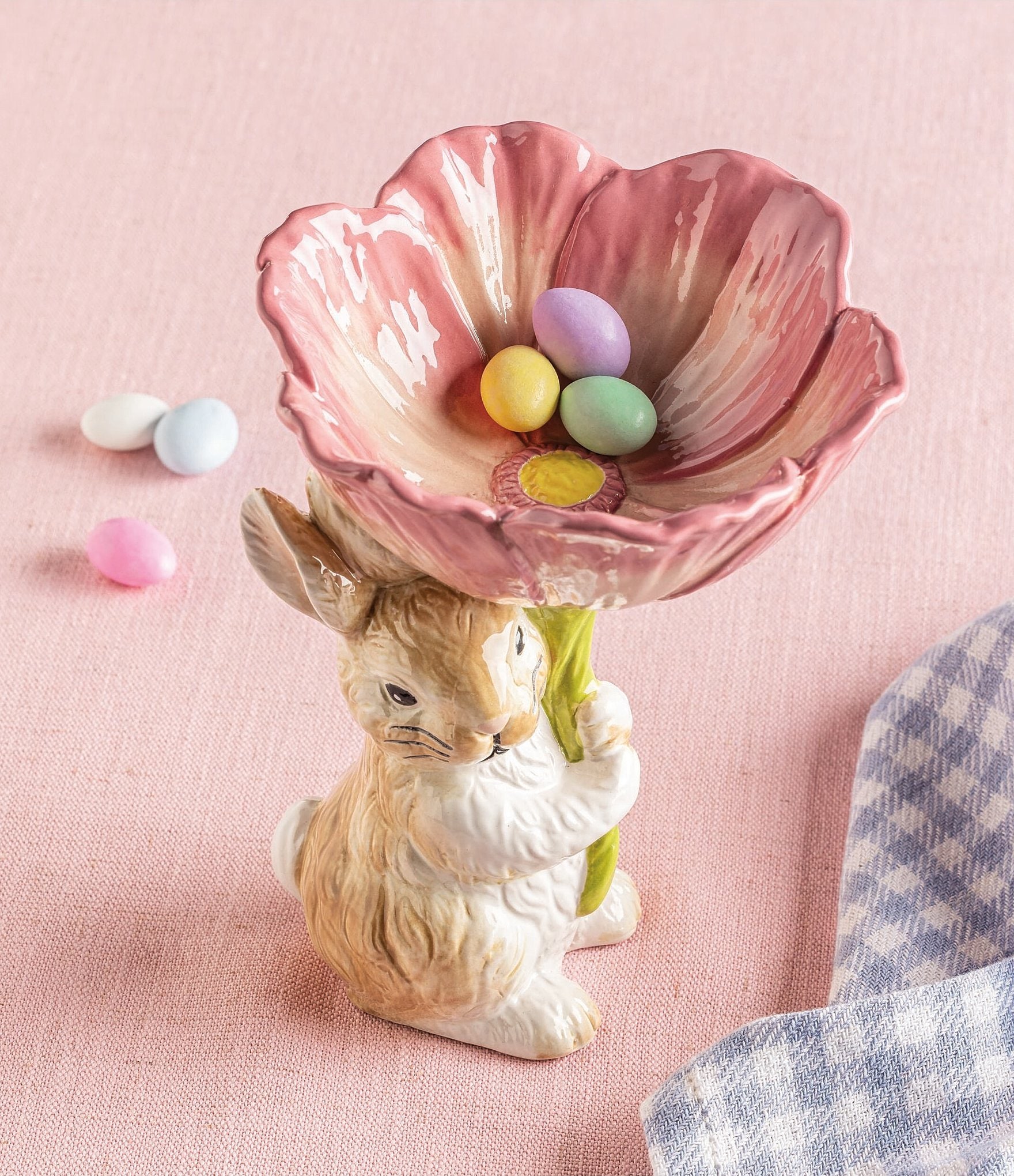 Mud Pie Bunny Flower Candy Bowl