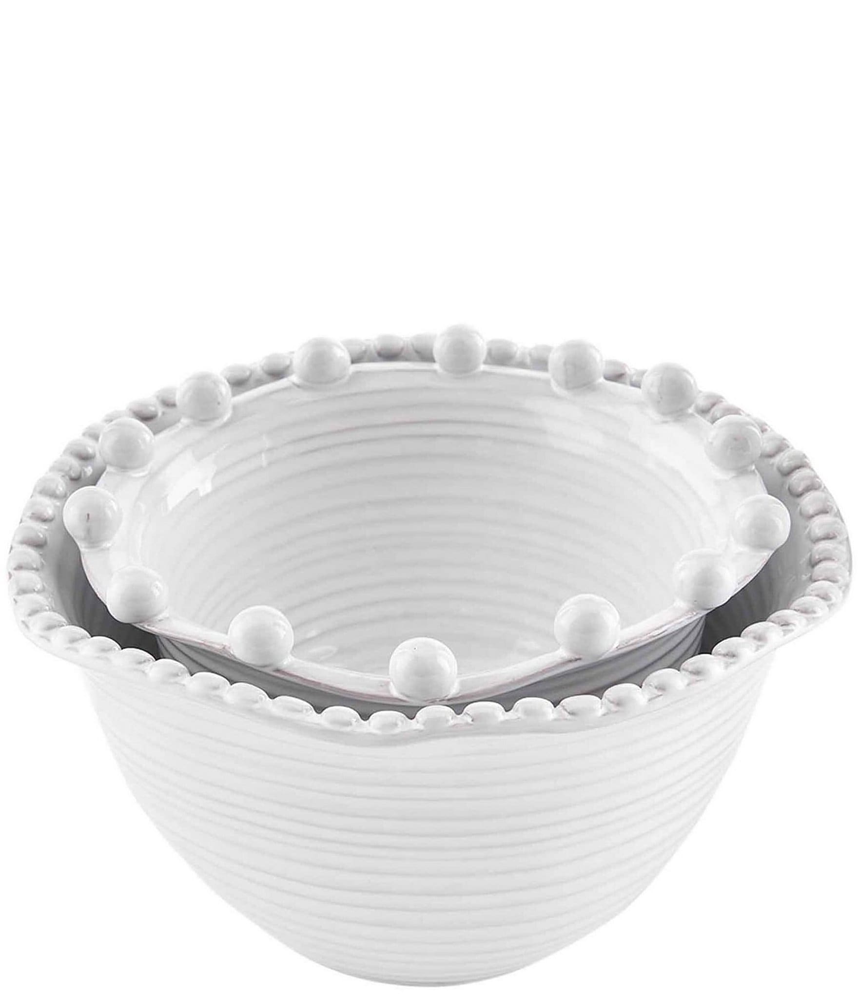Mud Pie 46000097 Farmhouse Inspired Set with Spoon Vegetable Serving Dish One size White 