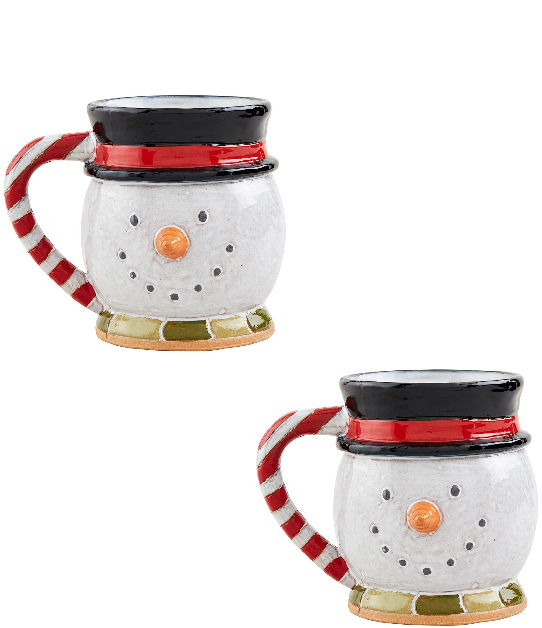Stoneware Snowman Mugs- Set of 2 - Cracker Barrel
