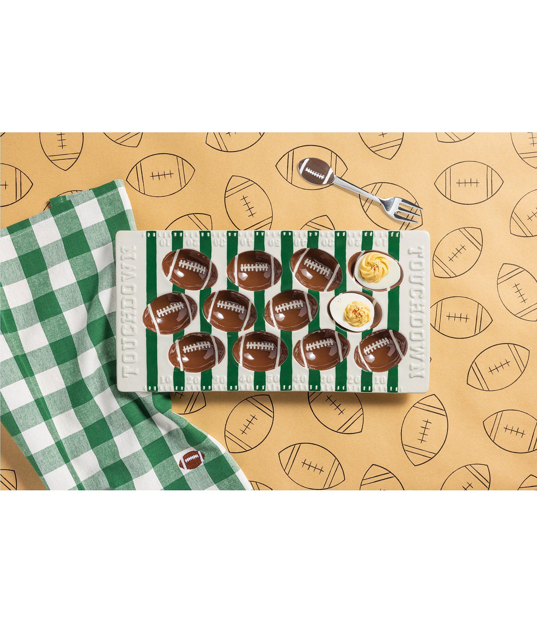 Mud Pie Football Field Game Day Deviled Egg Tray Set