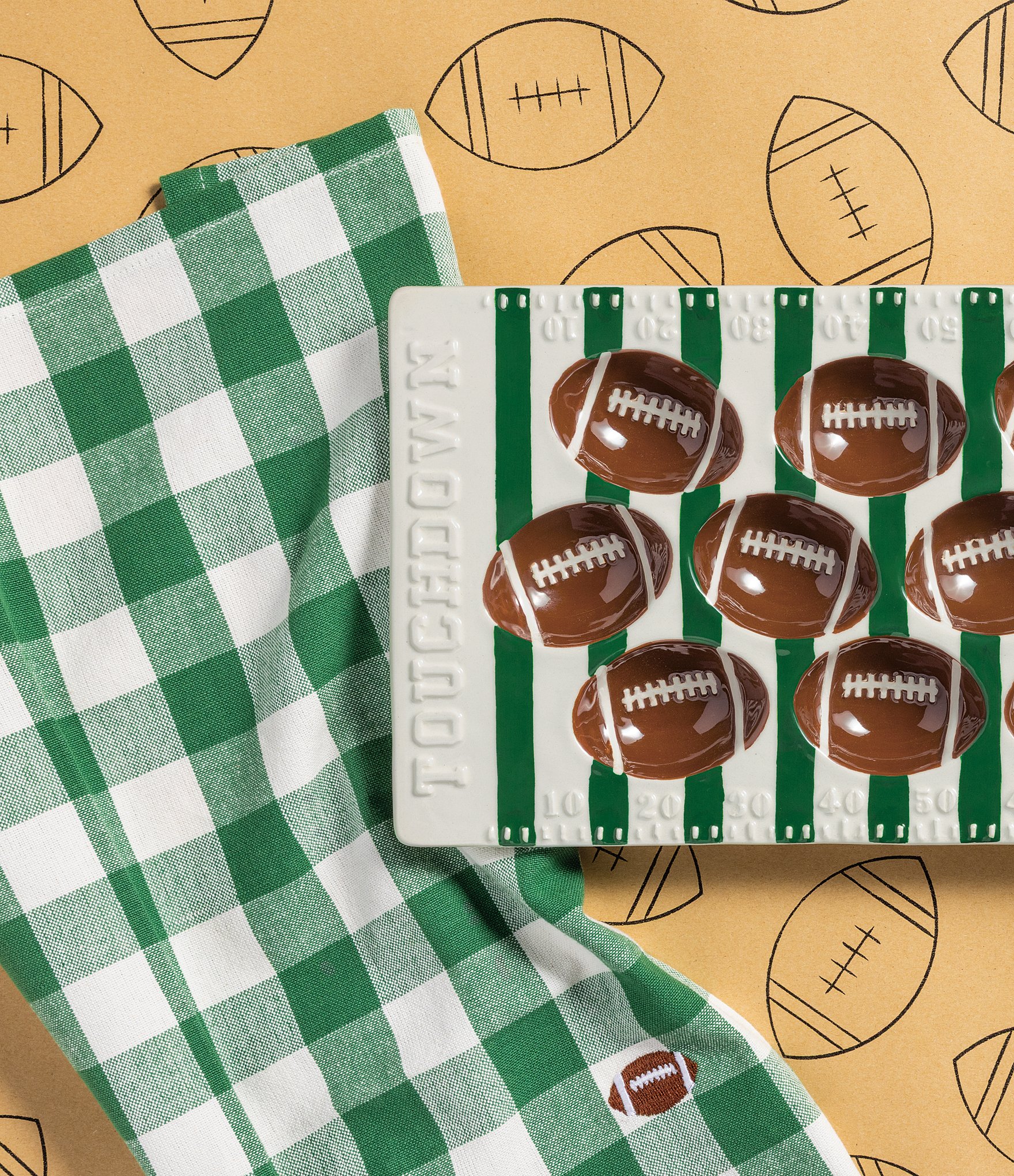 Mud Pie Football Game Day Icon Patch Kitchen Towels, Set of 3