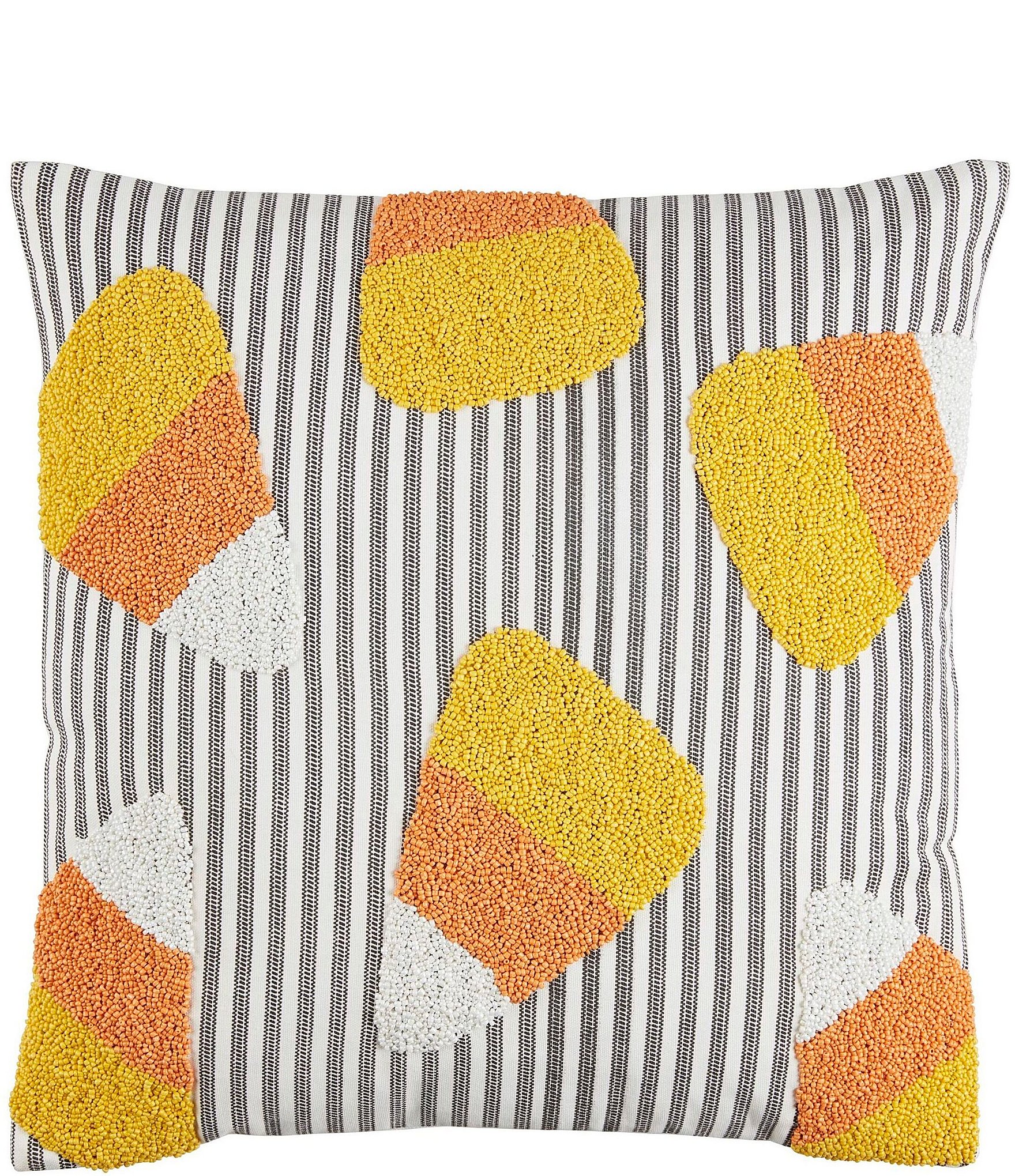 Mud Pie Halloween Collection Candy Corn Beaded Pillow