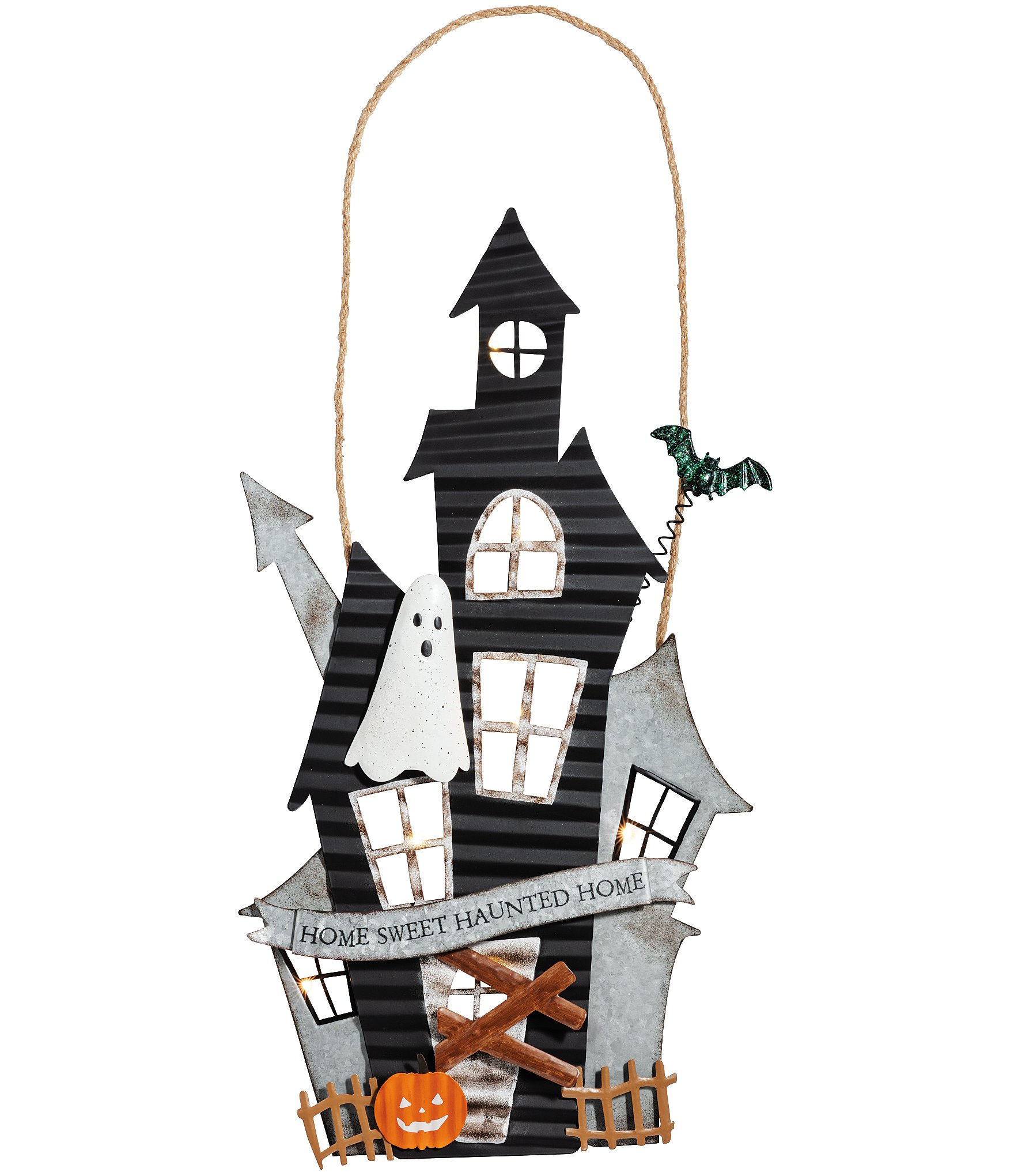 Mud Pie Halloween Collection Haunted House LED Light-Up Door Hanger