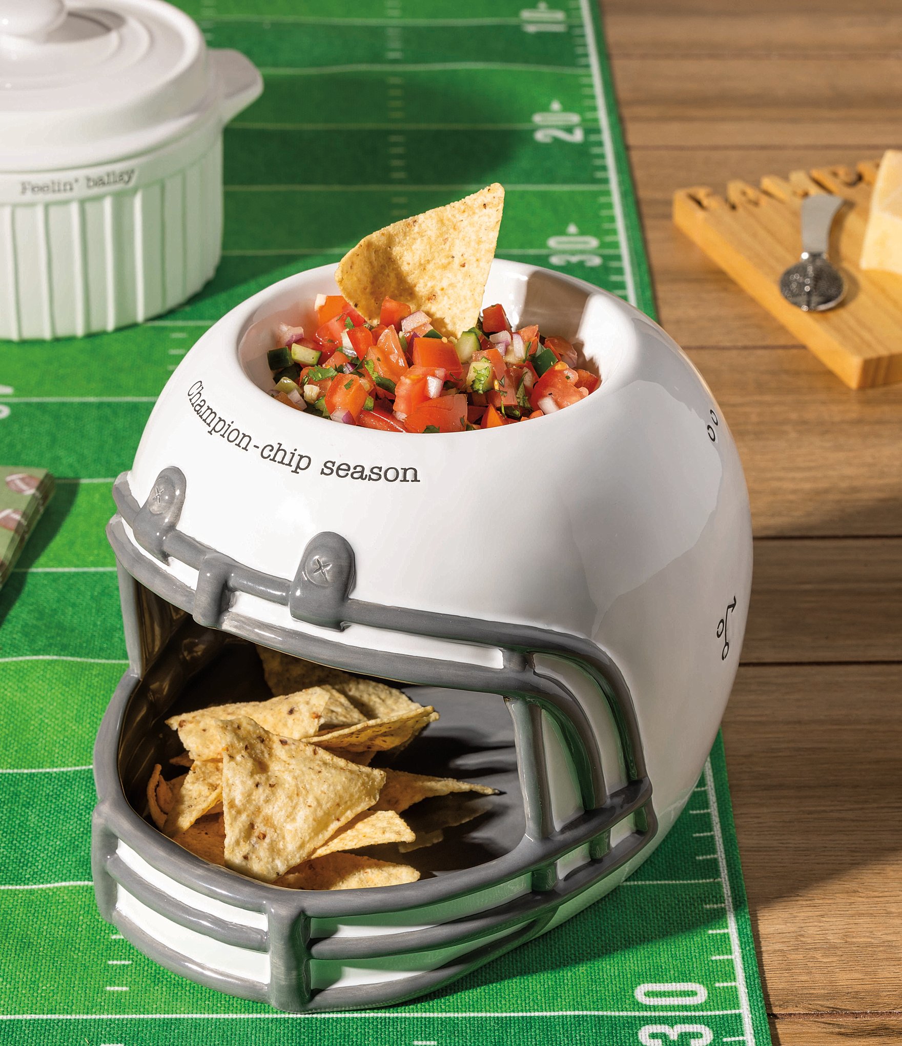 Mud Pie Circa Tailgate Collection Football Helmet Chip and Dip Server