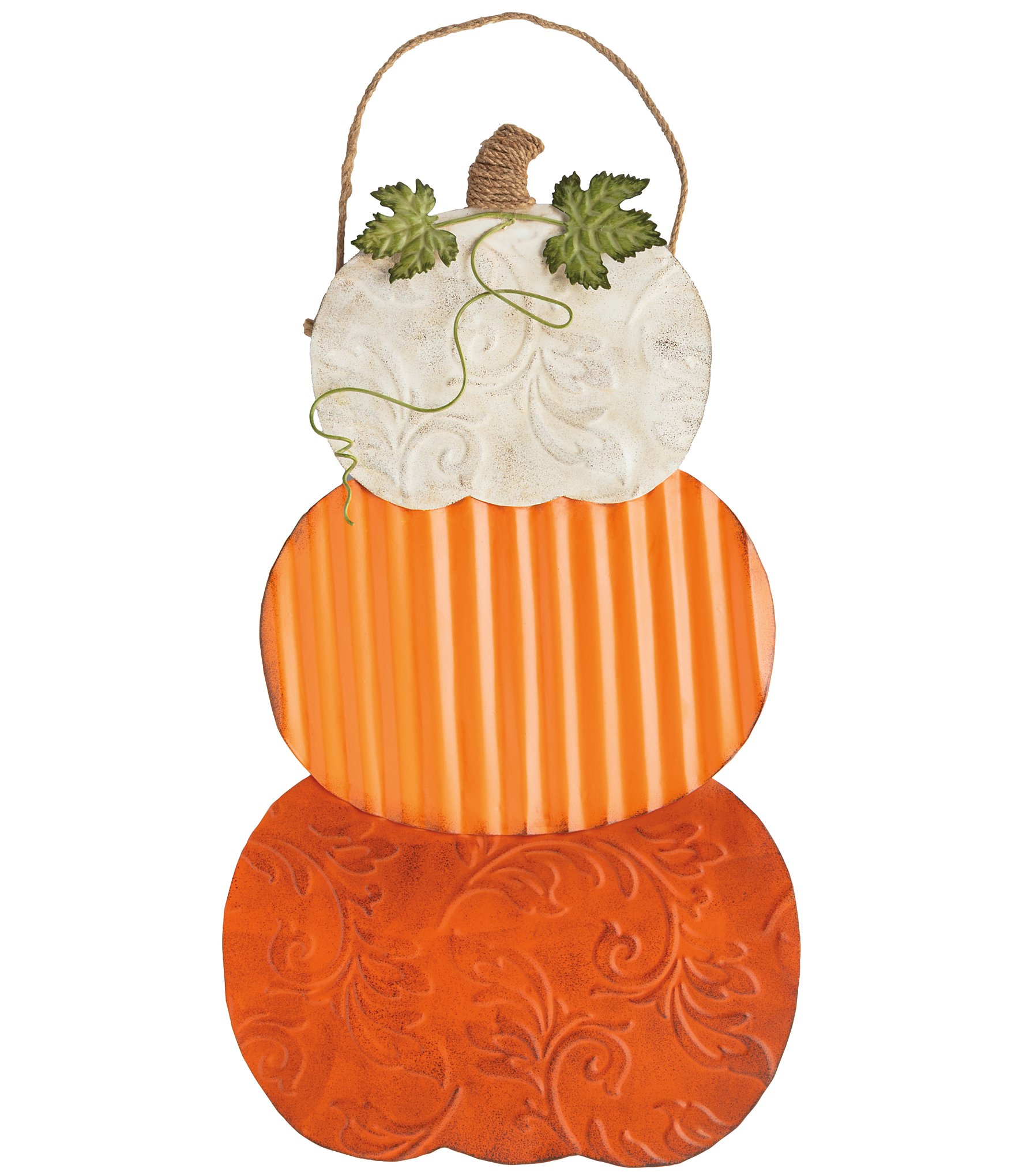 Mud Pie Harvest Collection Tin Pumpkin Stack Door Hanger
