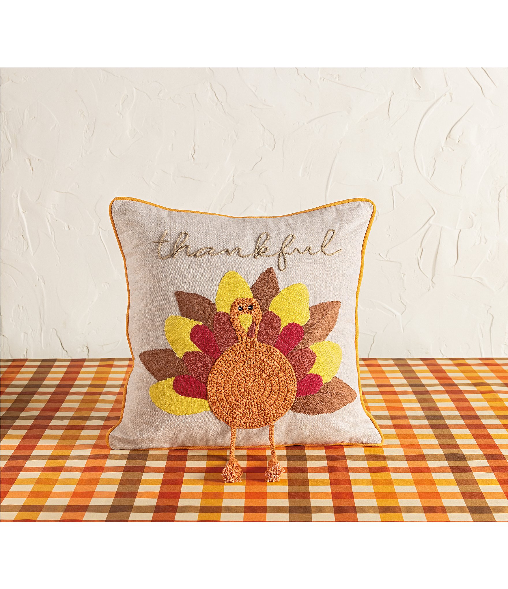 Mud Pie Harvest Collection Turkey Dangle Leg Pillow