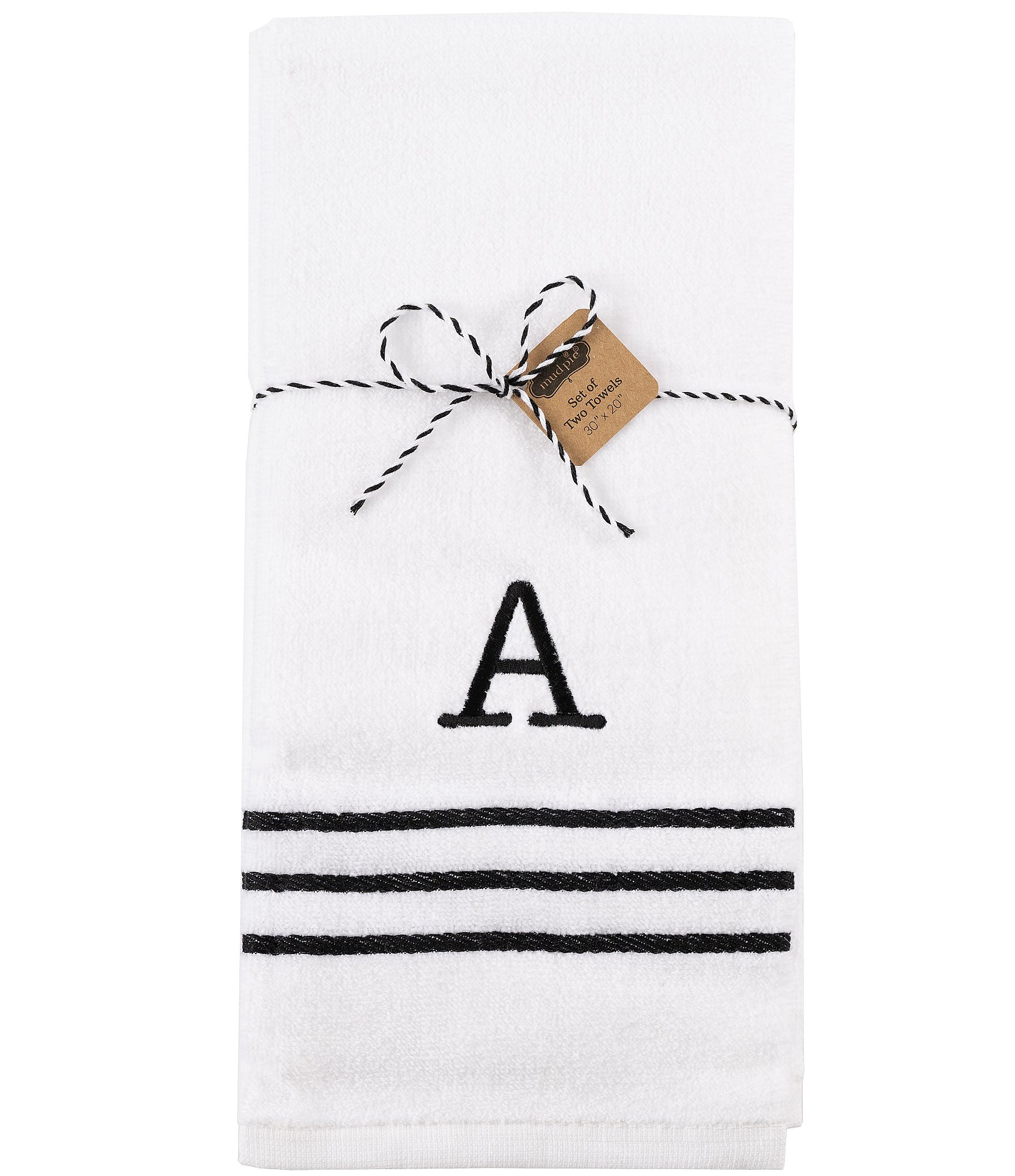 Mud Pie Waffle Weave Initial Kitchen Towel Set of 2