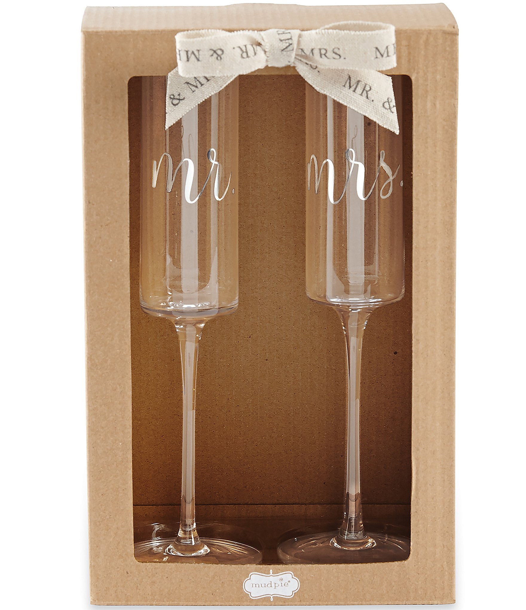 Set of 2 Personalized Wedding Champagne Glass with box Mr & Mrs Flutes Cute 