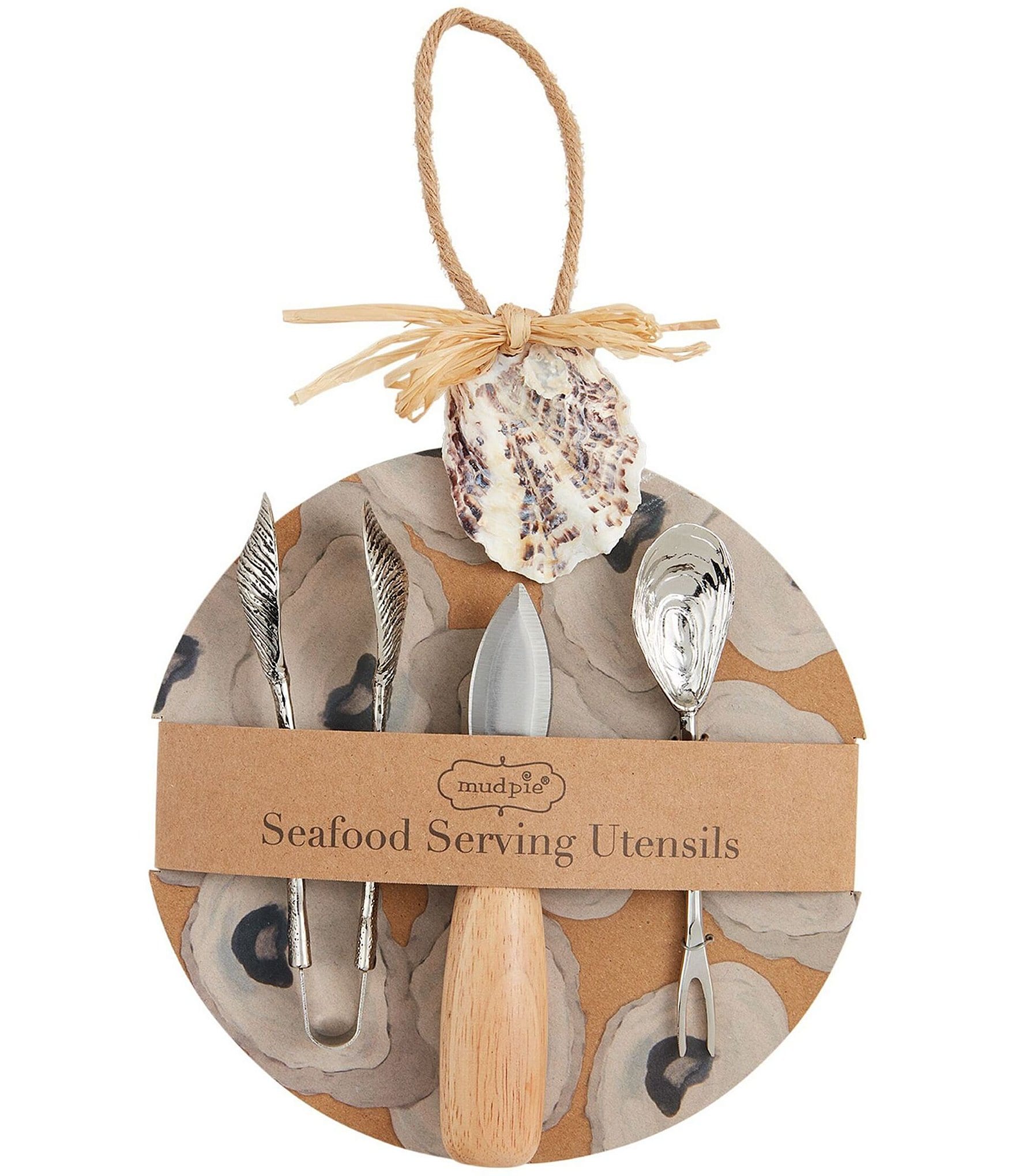Set Appoggiamestolo E Cucchiaio Mud Pie Sea, In Gres Blu, Cucchiaio In Legno Dipinto A Mano - 5