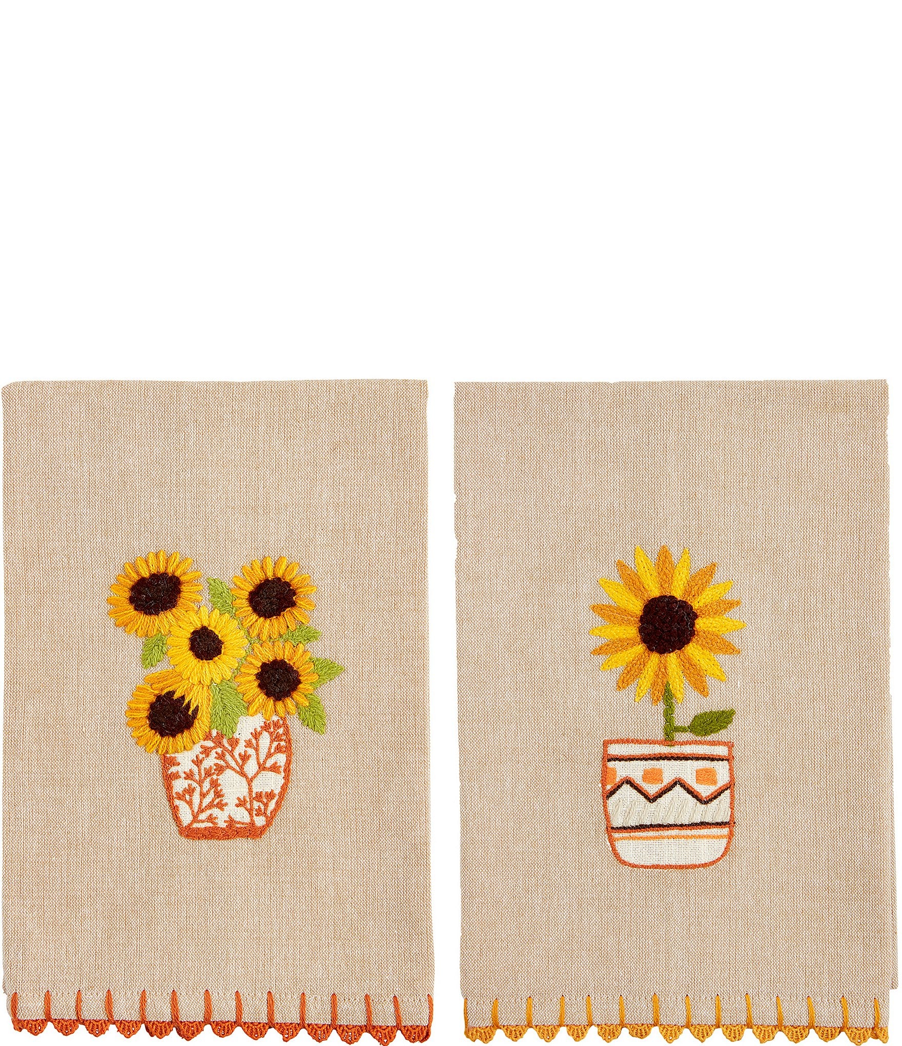 Mud Pie Sienna Sunflower Assorted Towels, Set of 2