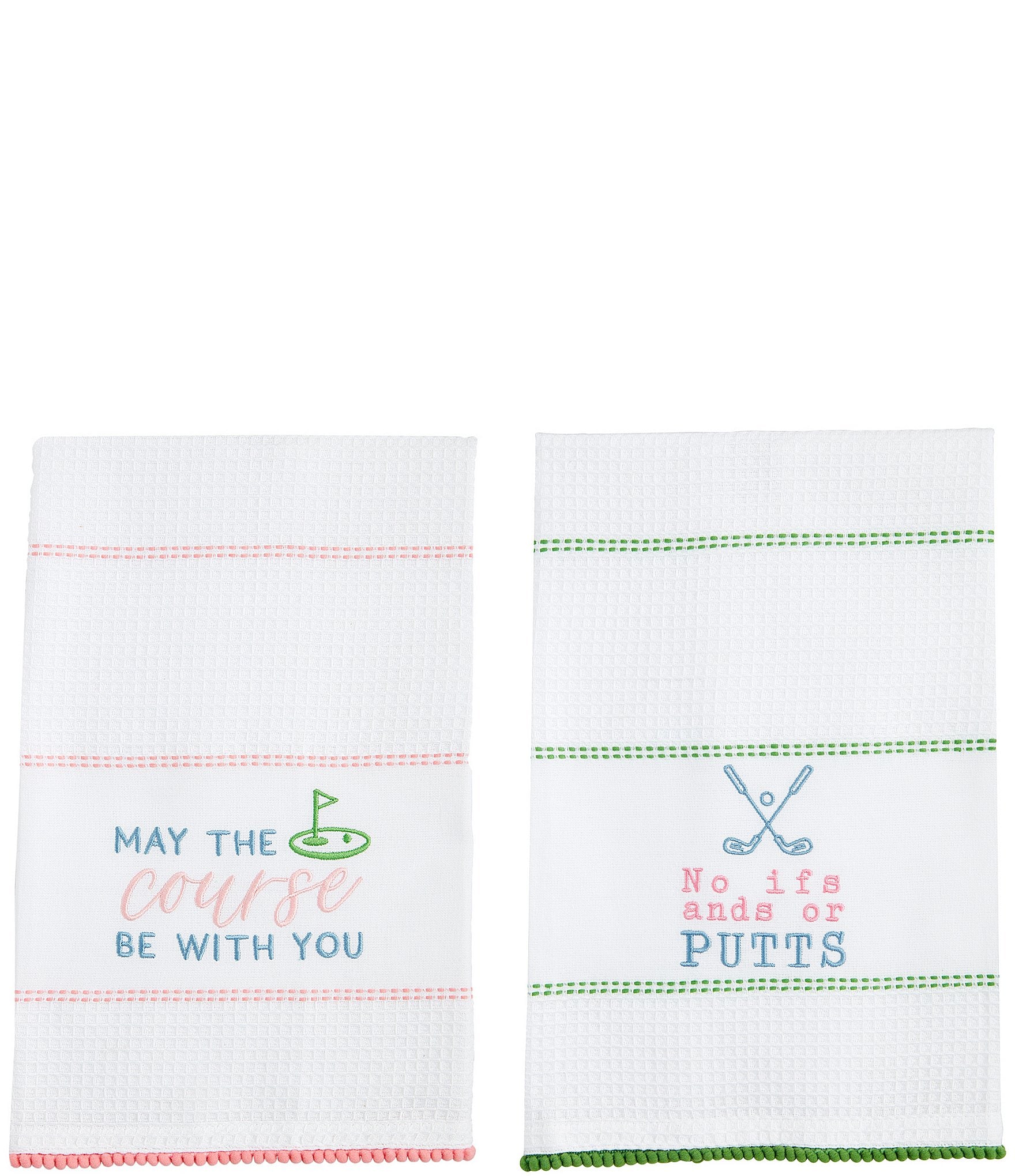 Mud Pie The Pro Shop May The Golf Waffle Towels, Set of 2