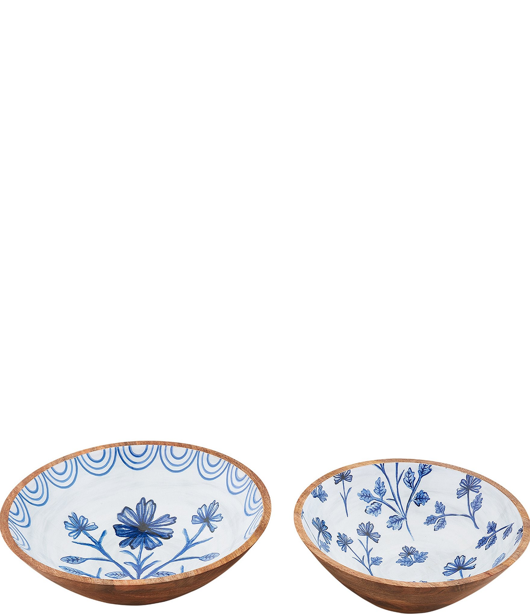 Mud Pie Valencia Blue Floral Enamel Serving Bowl Set | Dillard's