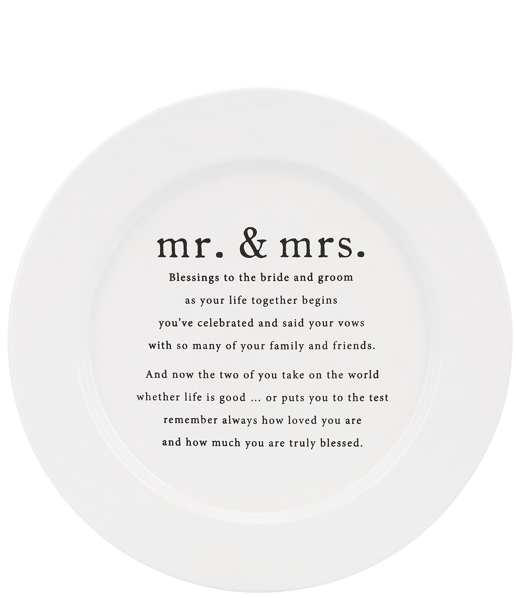 Mud Pie Mr. & Mrs. Wedding Blessing Round Platter