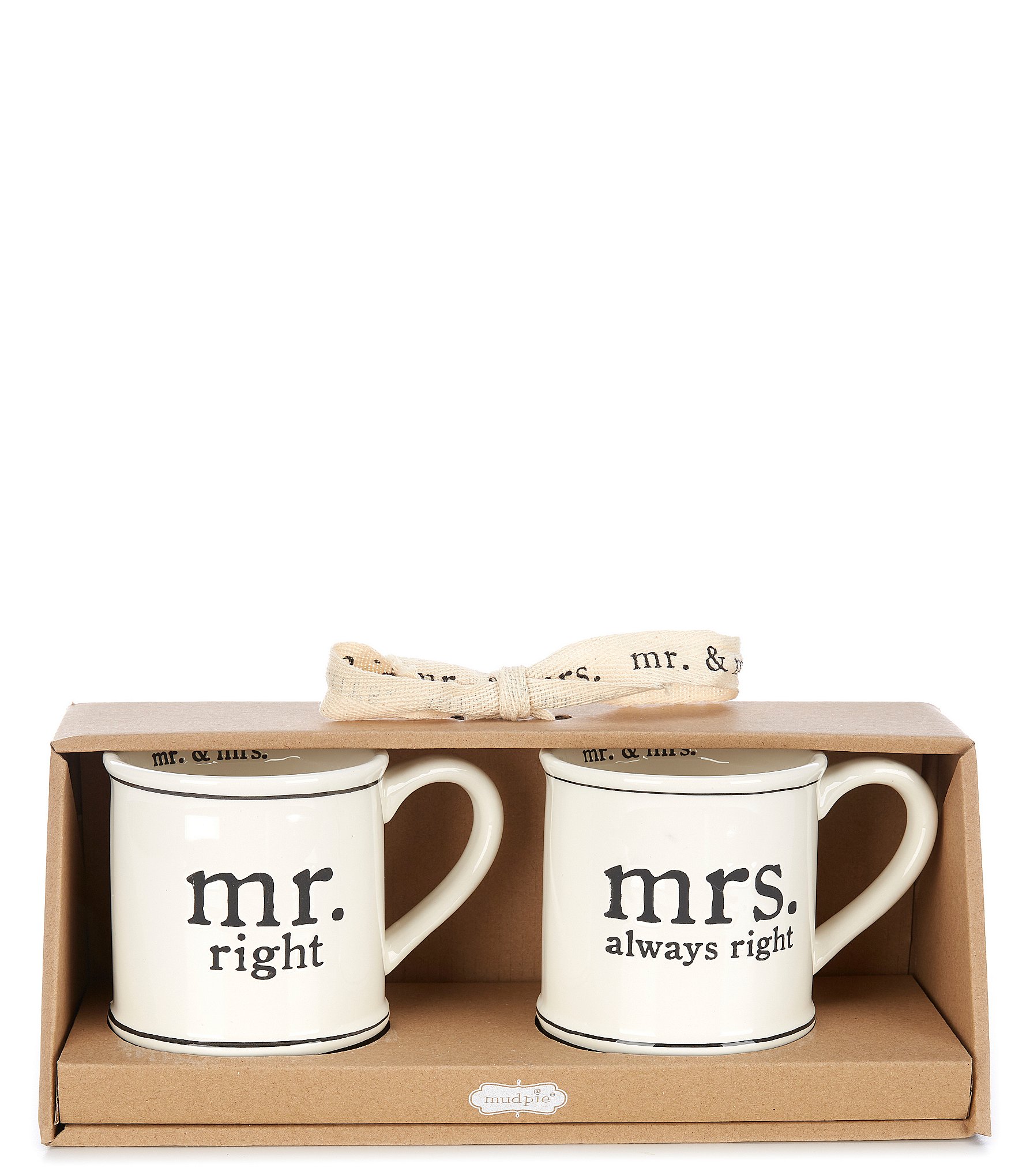 Mud Pie Wedding Mr & Mrs Right Mug Set Dillard's