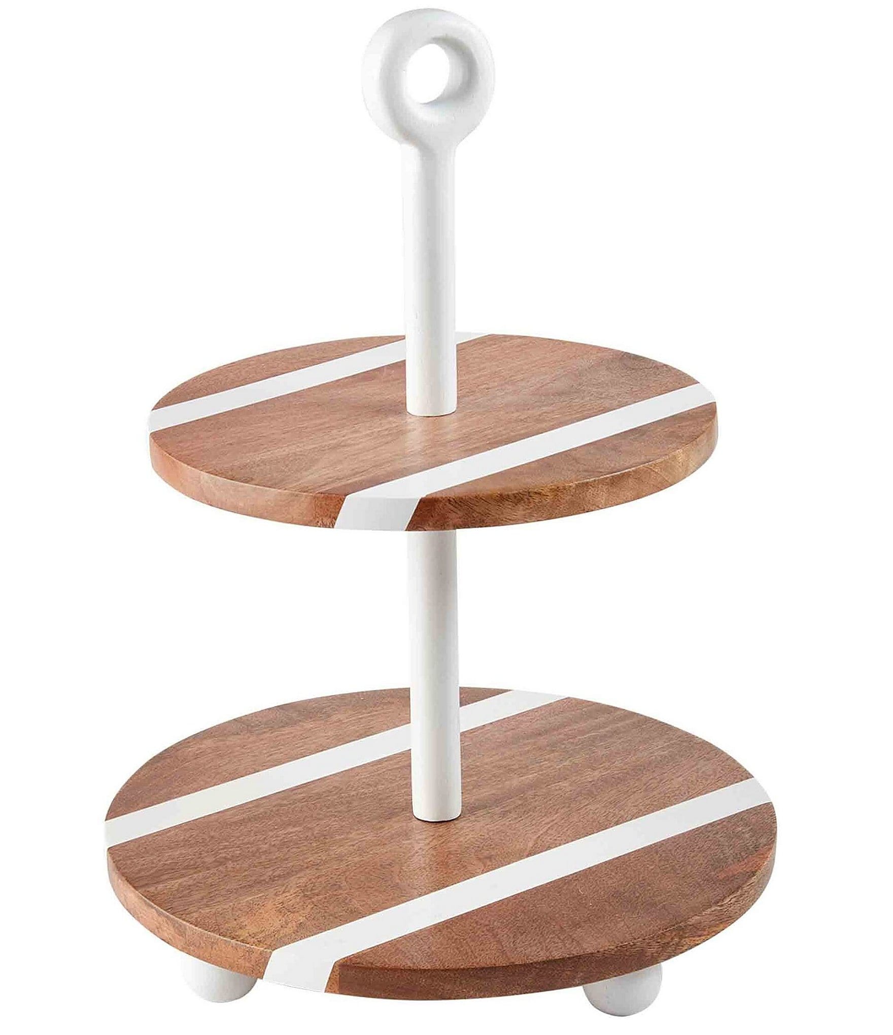 Mud Pie White House Wood Strap 2-Tiered Server | Dillard's