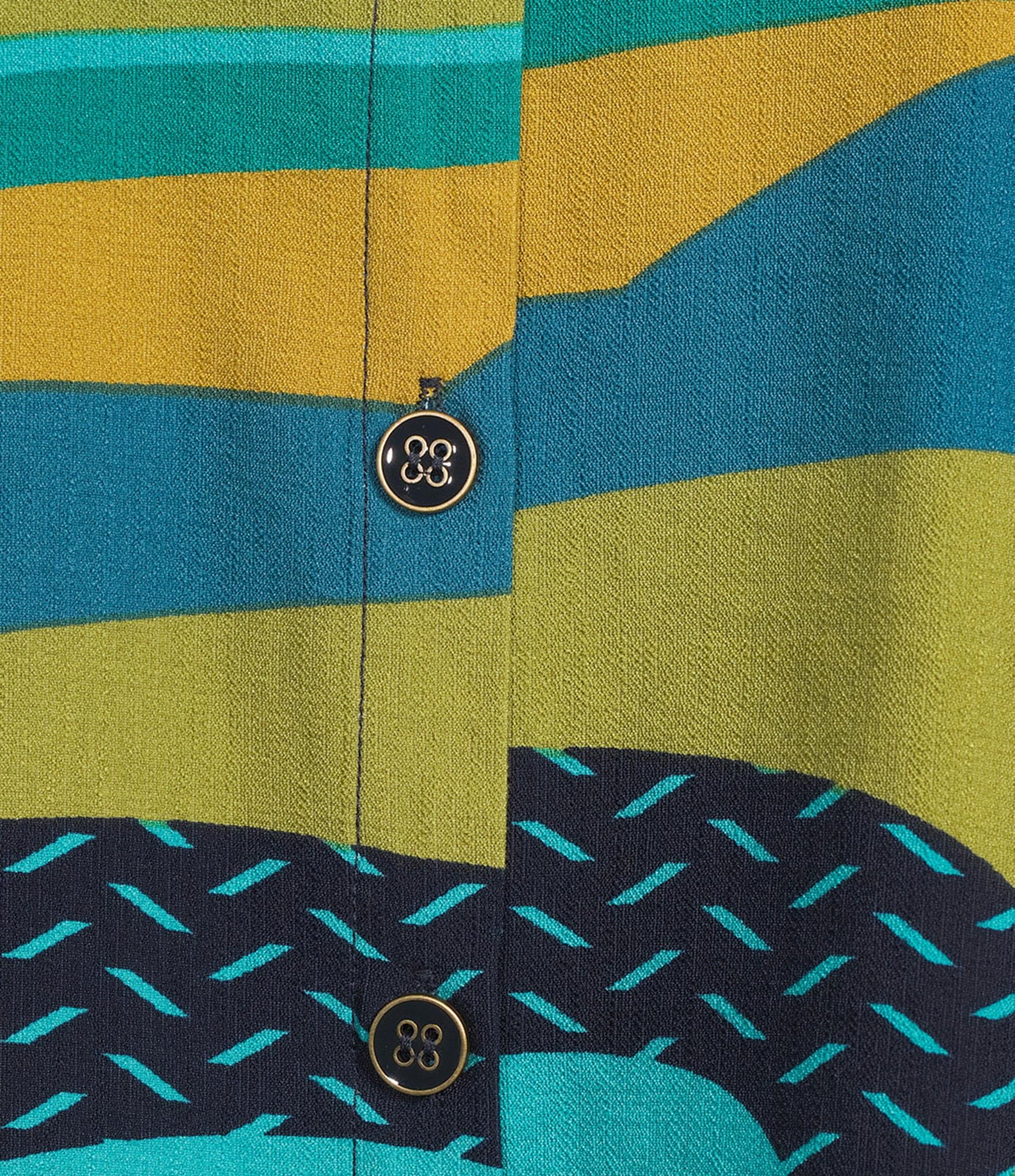 Multiples Abstract Point Collar 3/4 Turn-Up Cuff Sleeve Button Front Shirt