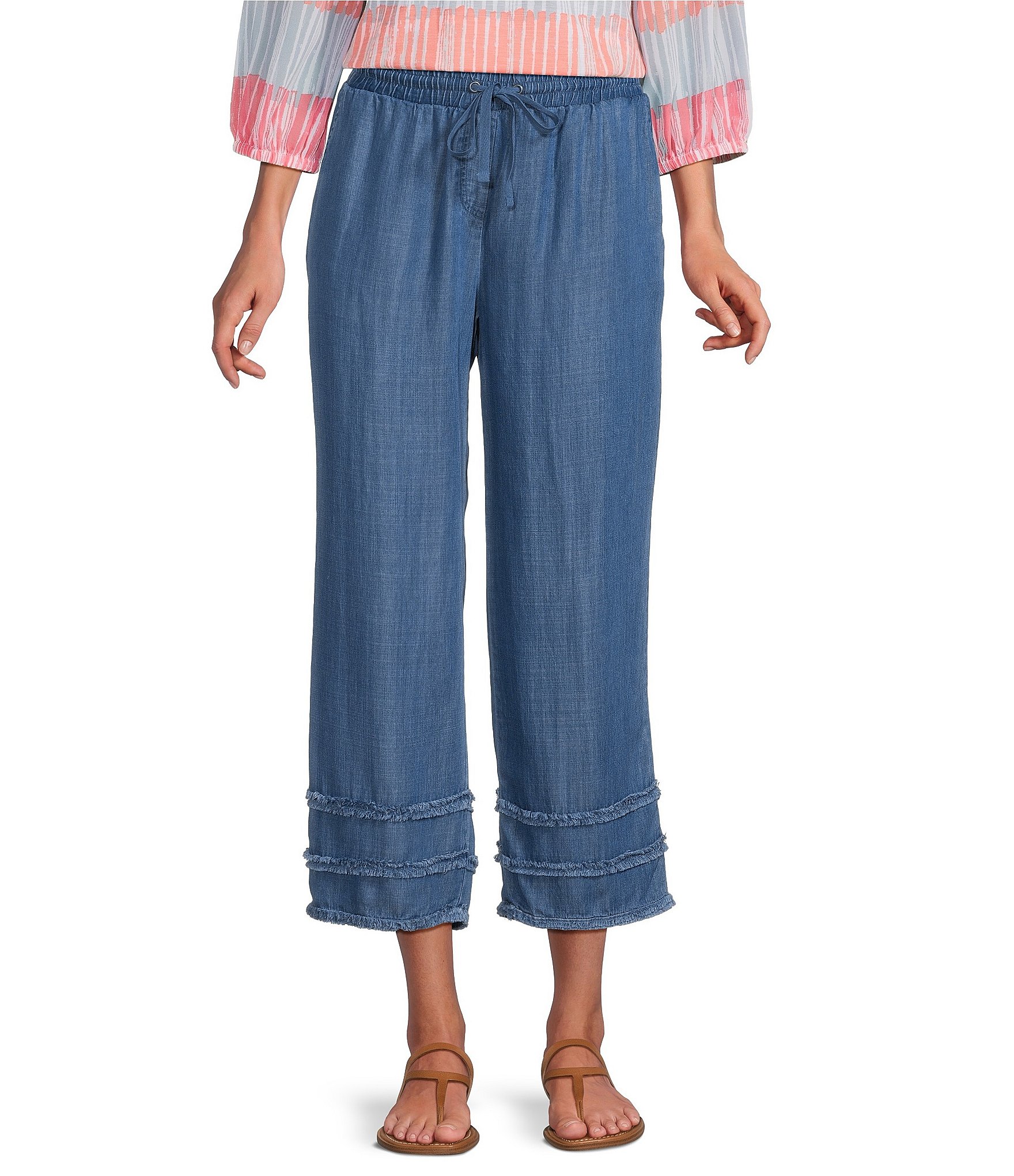 Multiples Drawstring Elastic Waist Pull-On Crop Pants