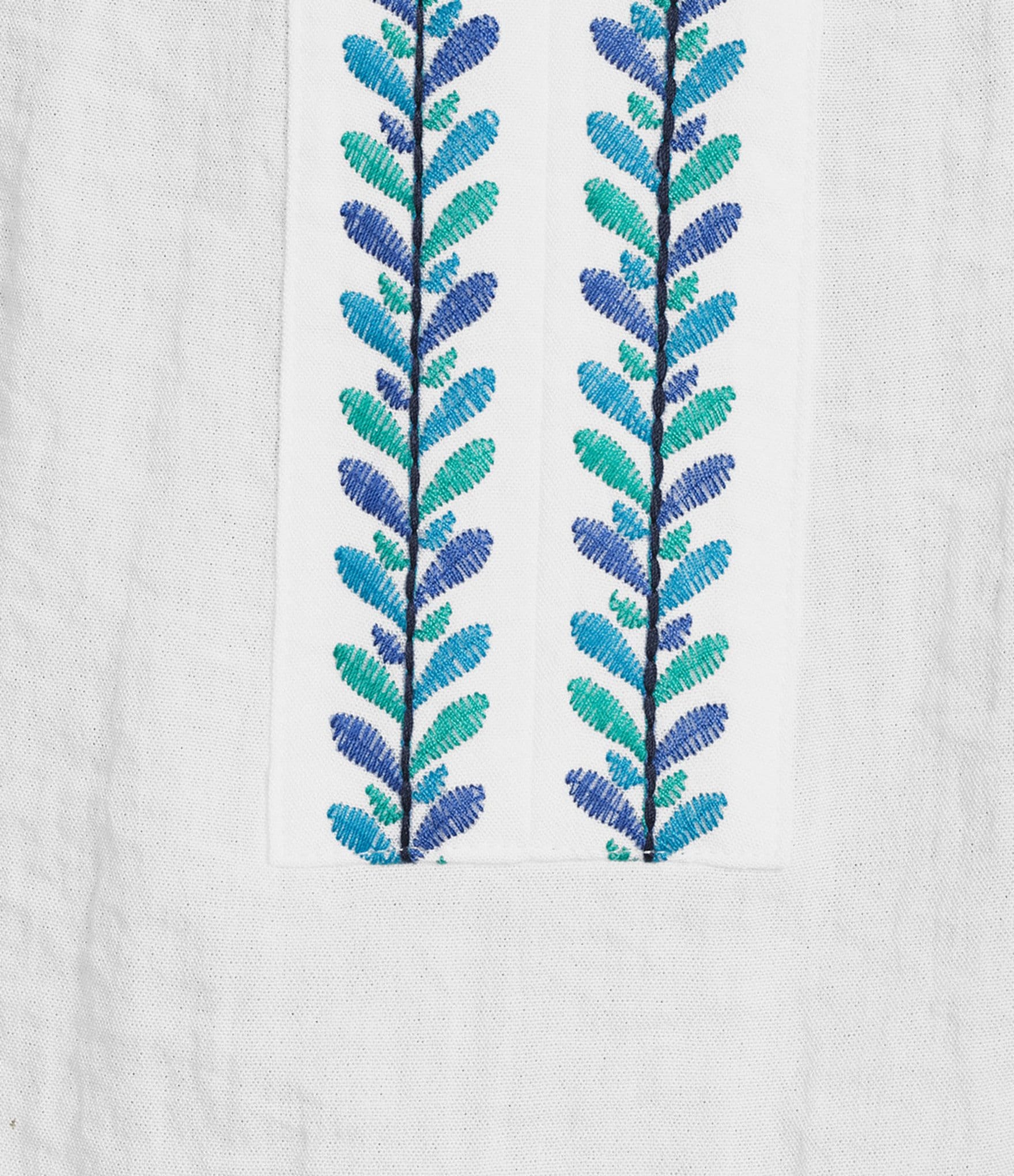 Multiples Embroidered Floral Split V-Neck 3/4 Sleeve Top