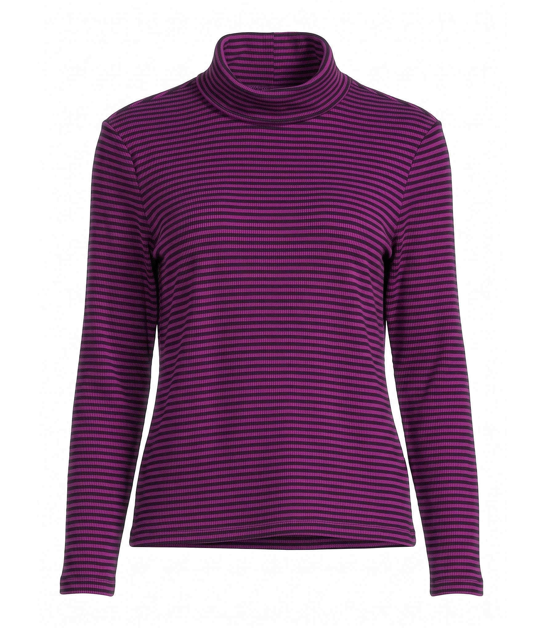 Multiples Knit Stripe Turtleneck Long Sleeve Pullover Top