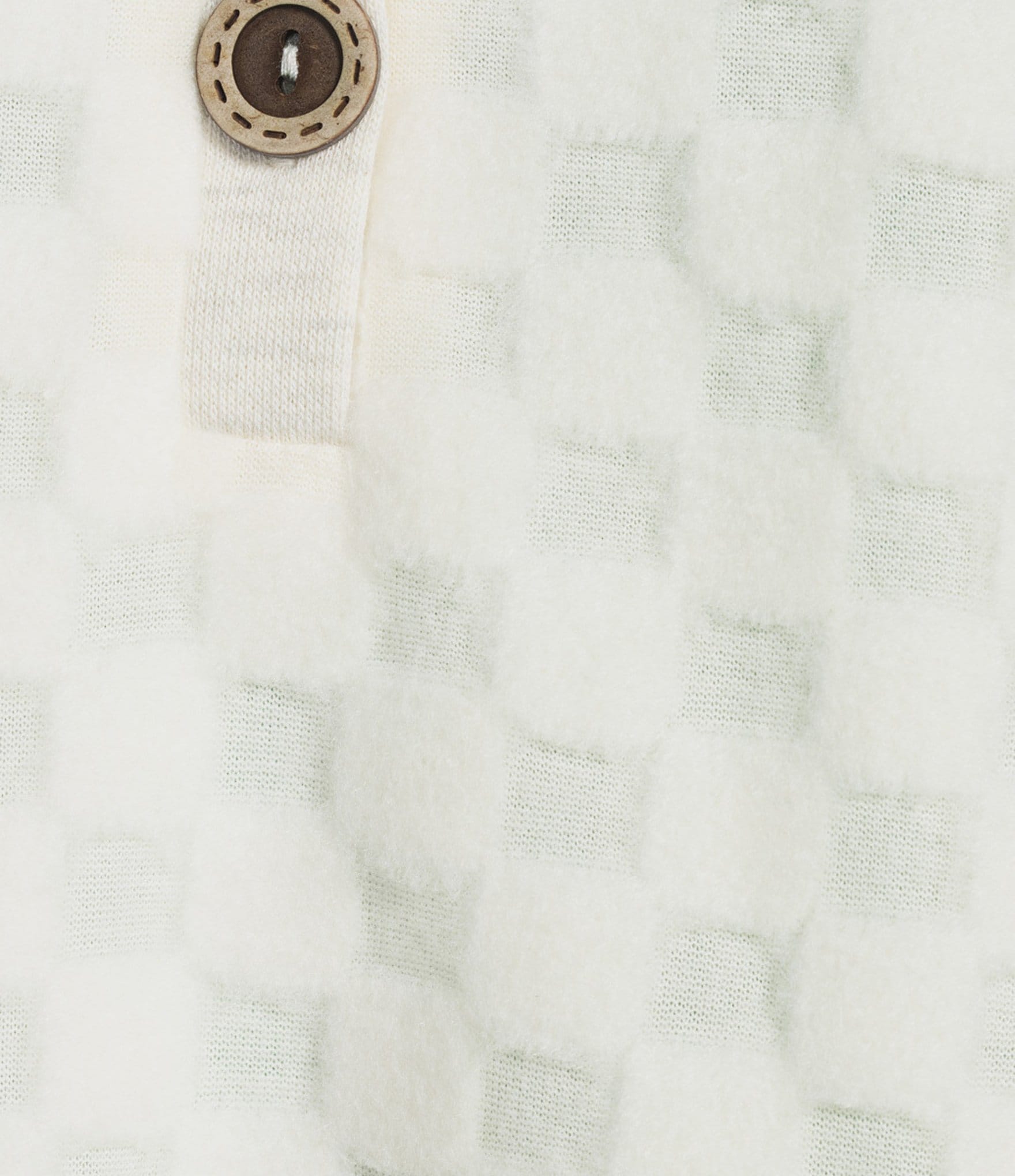 Multiples Plush Square Pattern Y-Neck Long Cuffed Sleeve Top