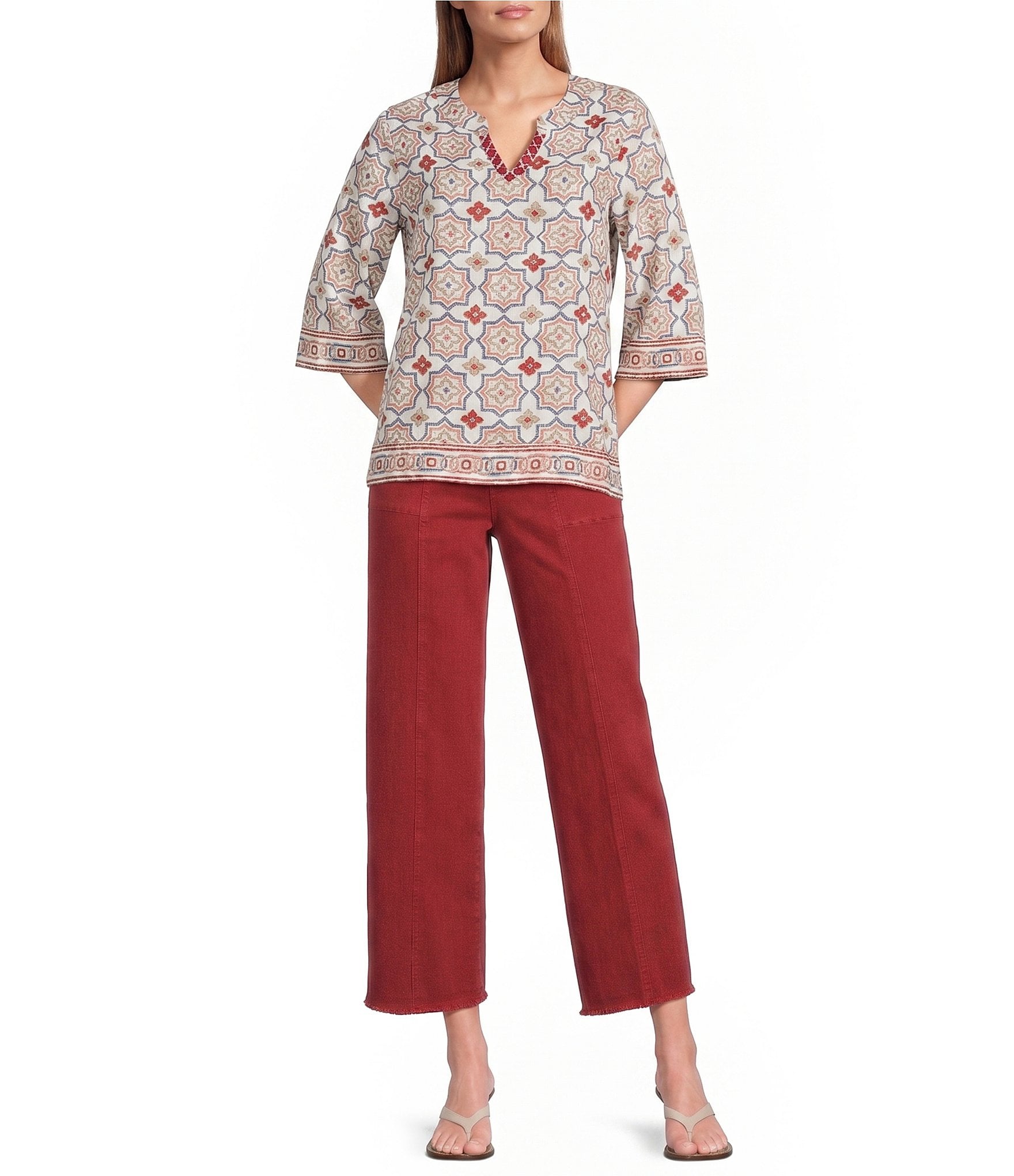 Multiples Slimsation Stretch Denim Flat Front Crop Length Pants