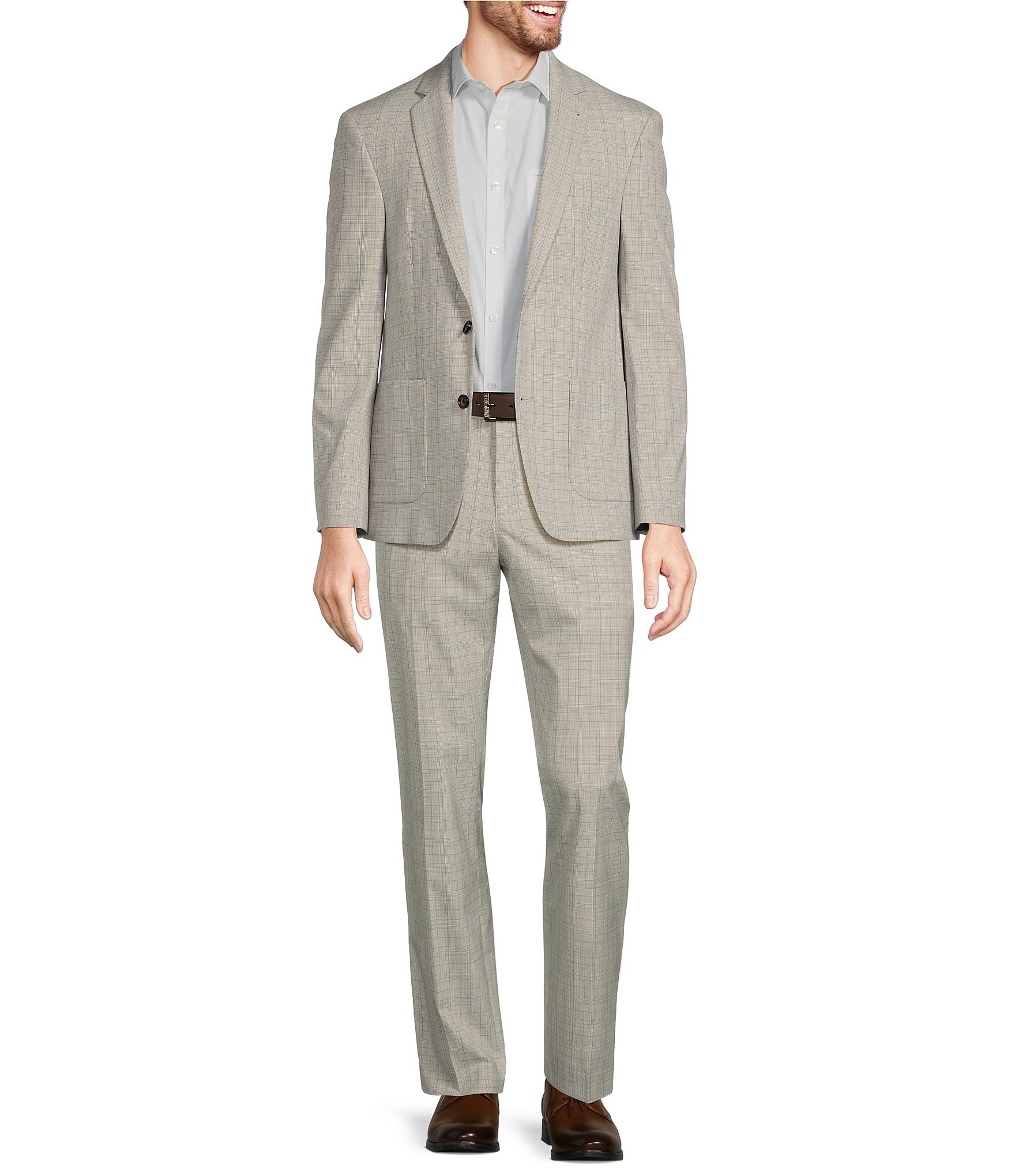 Murano Alex Slim-Fit Glen Plaid Flat Front Dress Pants