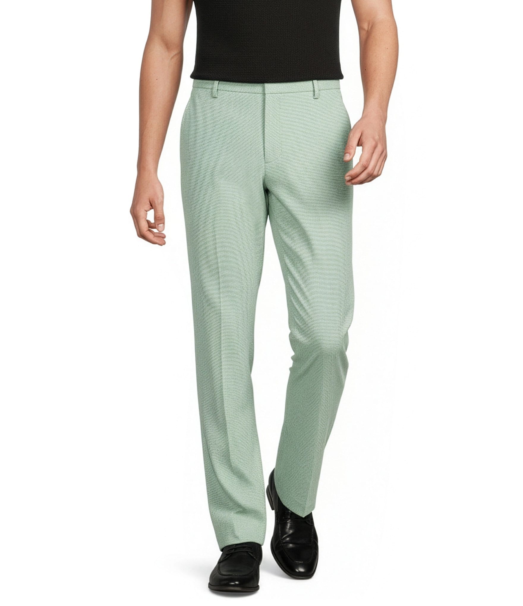 men's no iron dress pant green color regular fit Forest Green Pants main image 1