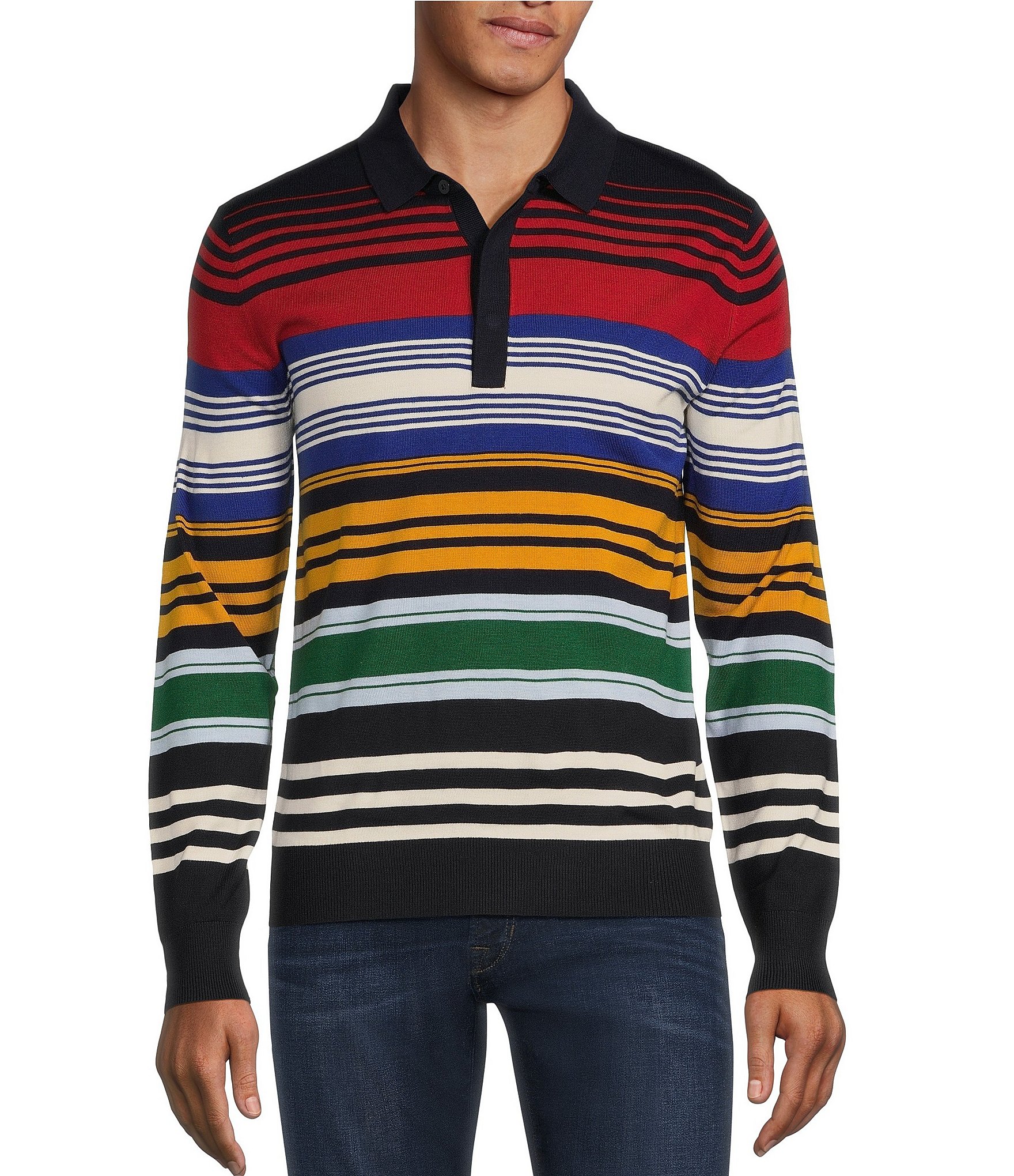 Murano Back to Space Collection Allover Stripe Polo Sweater | Dillard's