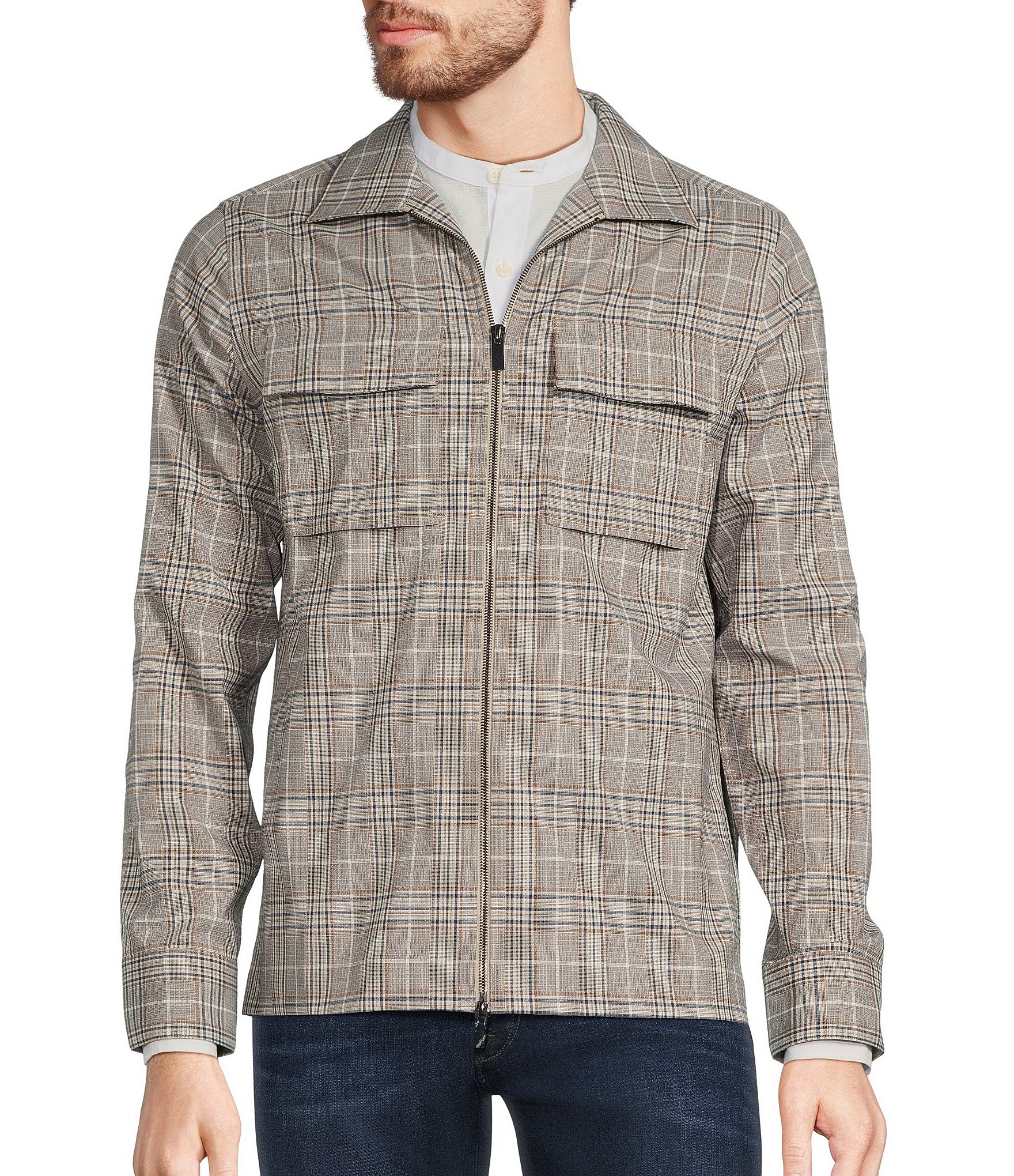 Murano Back to Space Collection Slim Fit Plaid Print Shirt Jacket |  Dillard's