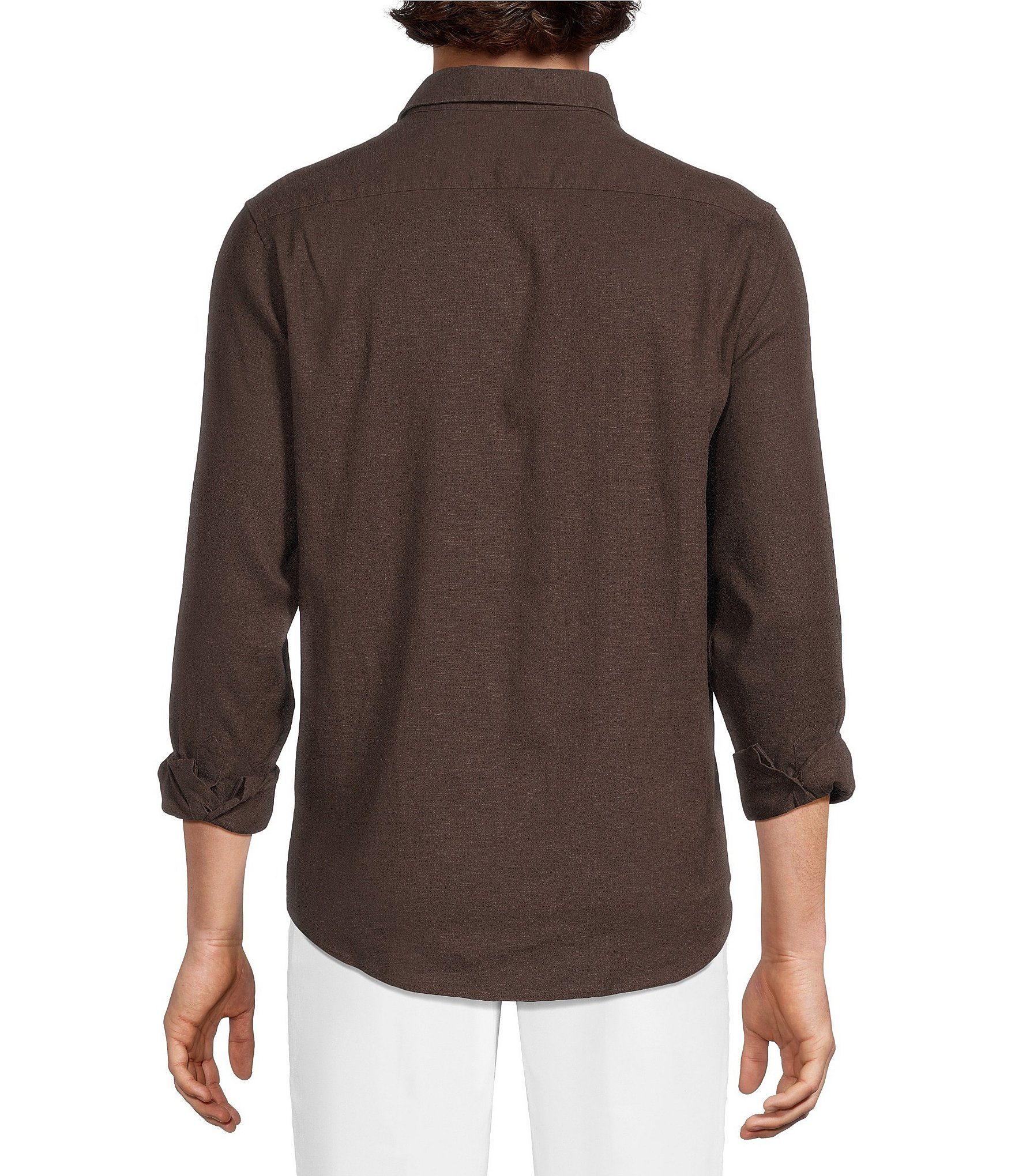 Murano Baird McNutt Linen Classic Fit Solid Long Sleeve Woven Shirt