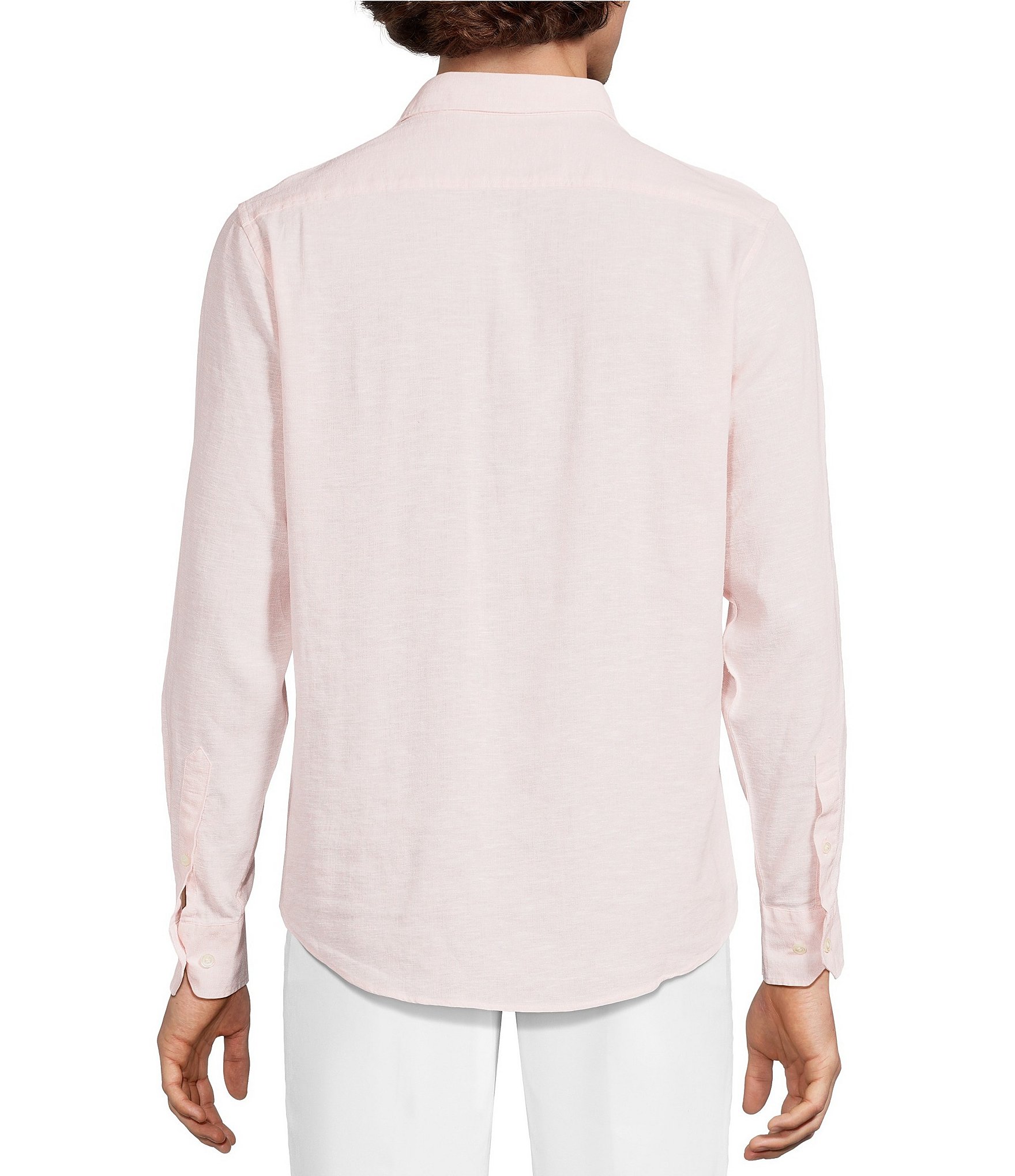 Murano Baird McNutt Linen Classic Fit Solid Long Sleeve Woven Shirt