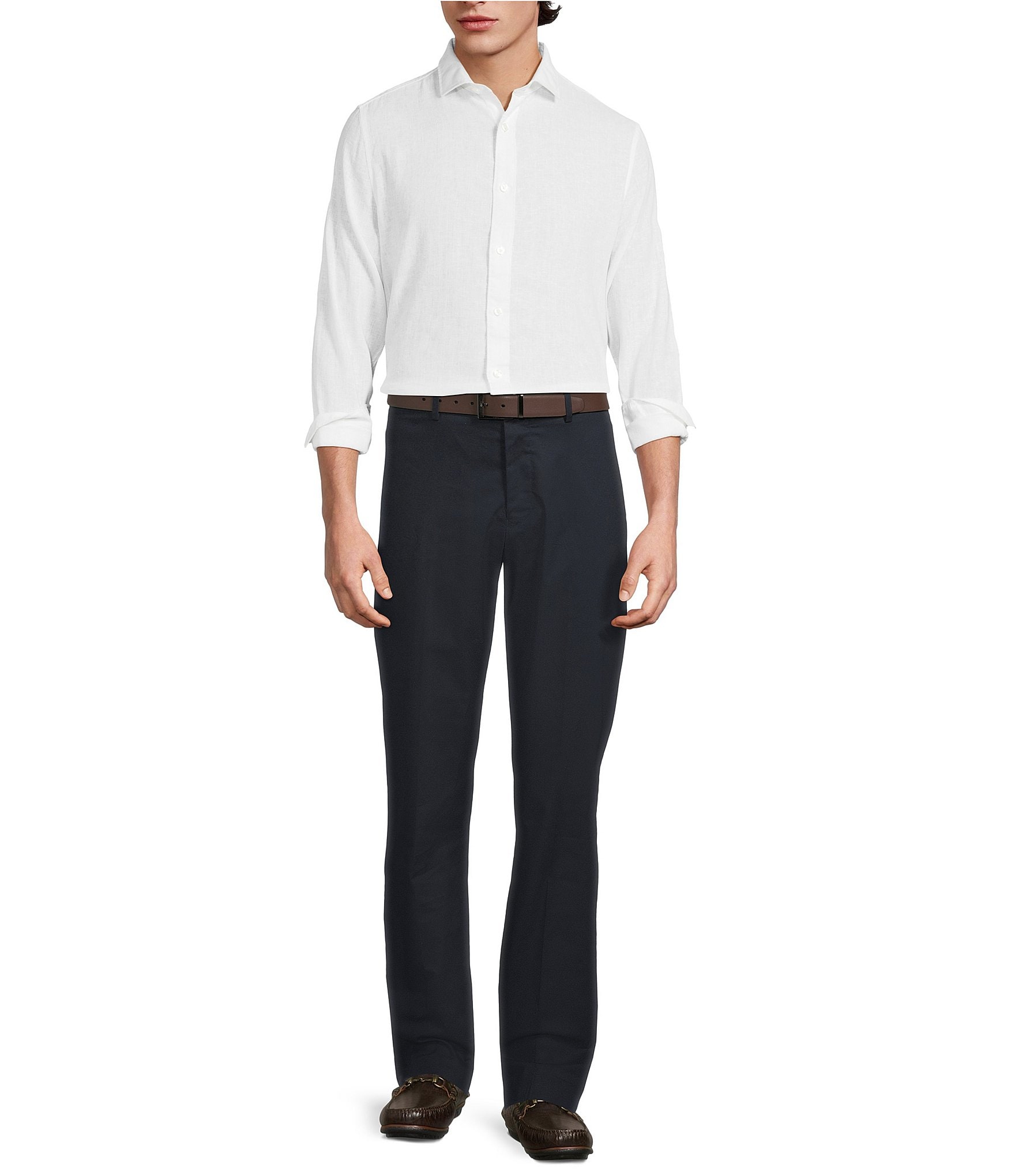 Murano Baird McNutt Linen Classic Fit Solid Long Sleeve Woven Shirt