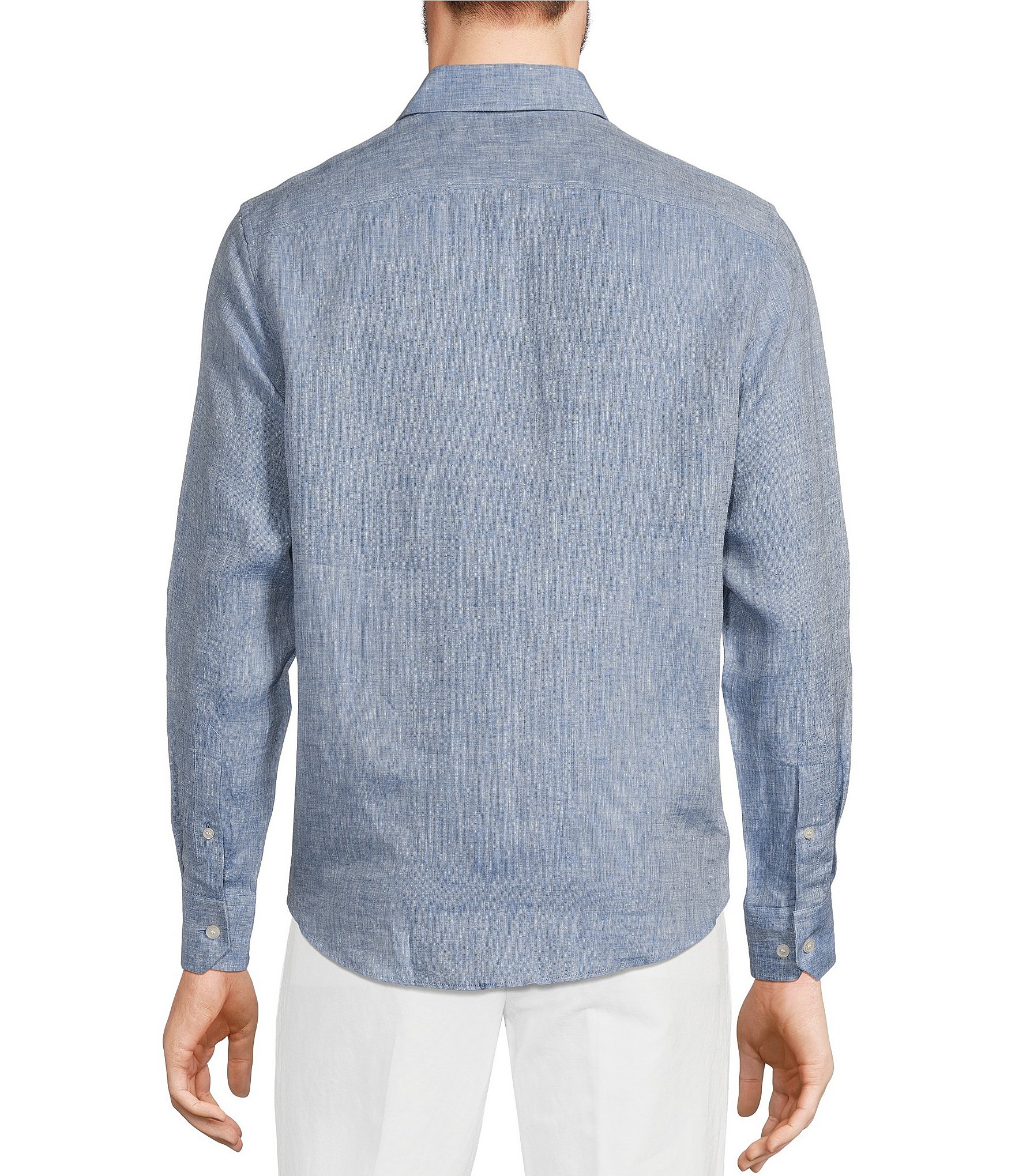 Murano Baird McNutt Linen Solid Long Sleeve Woven Shirt