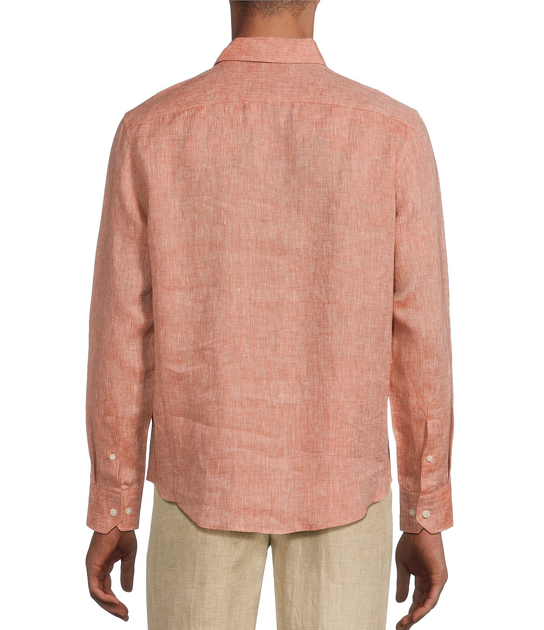 Murano Baird McNutt Linen Solid Long Sleeve Woven Shirt