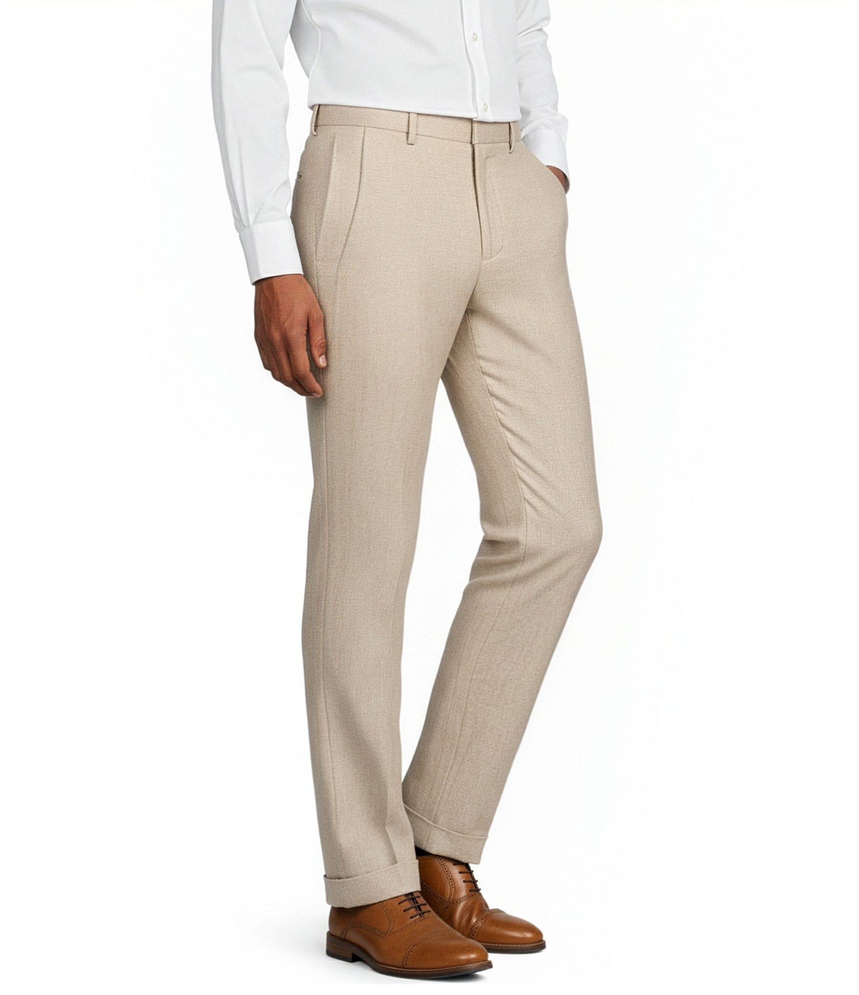 Murano Baird McNutt Linen Zac Classic Fit Flat Front Suit Separates Pants