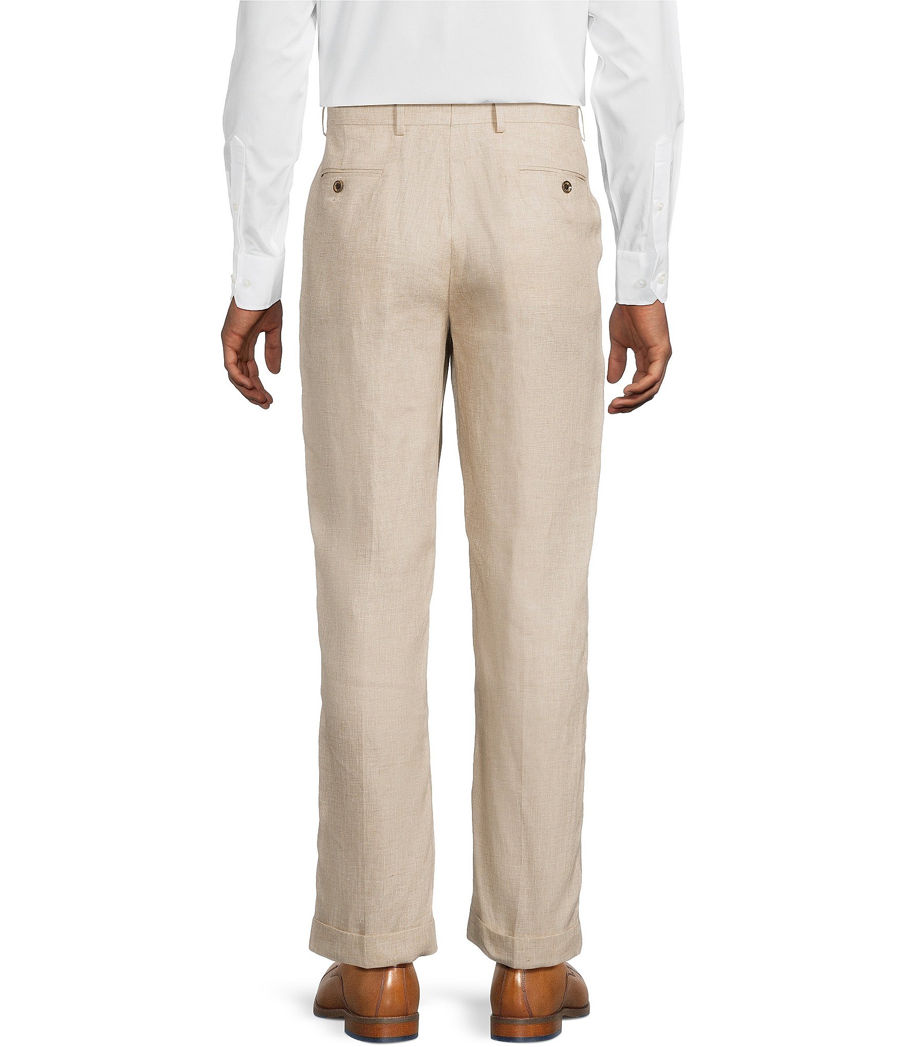Murano Baird McNutt Linen Zac Classic Fit Flat Front Suit Separates Pants