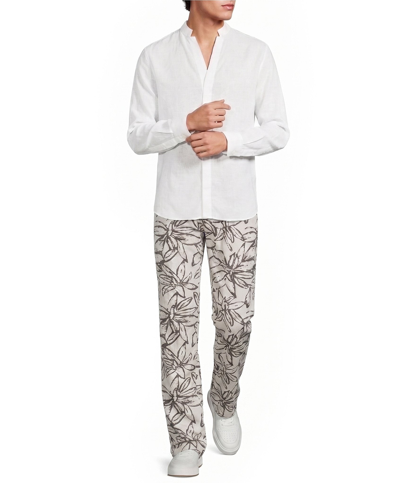 Murano Baird McNutt Zac Classic Fit Printed Linen Pants