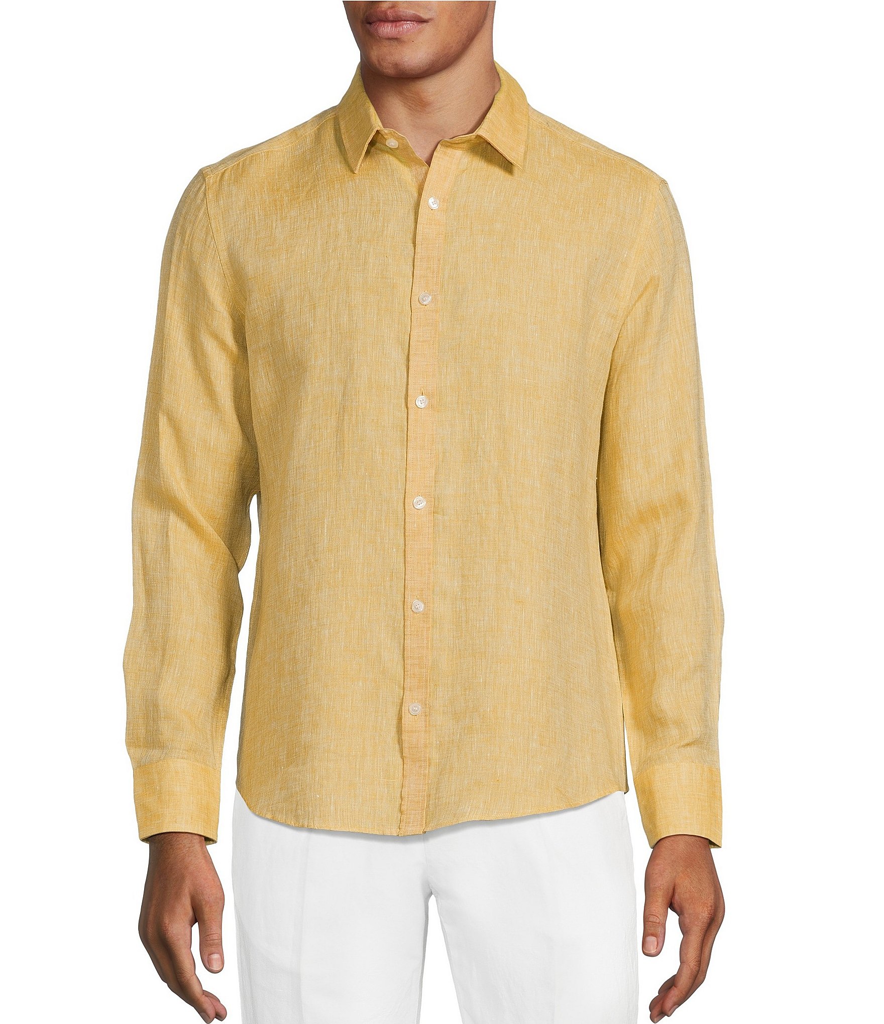 Murano Big & Tall Baird McNutt Long Sleeve Solid Linen Woven Shirt