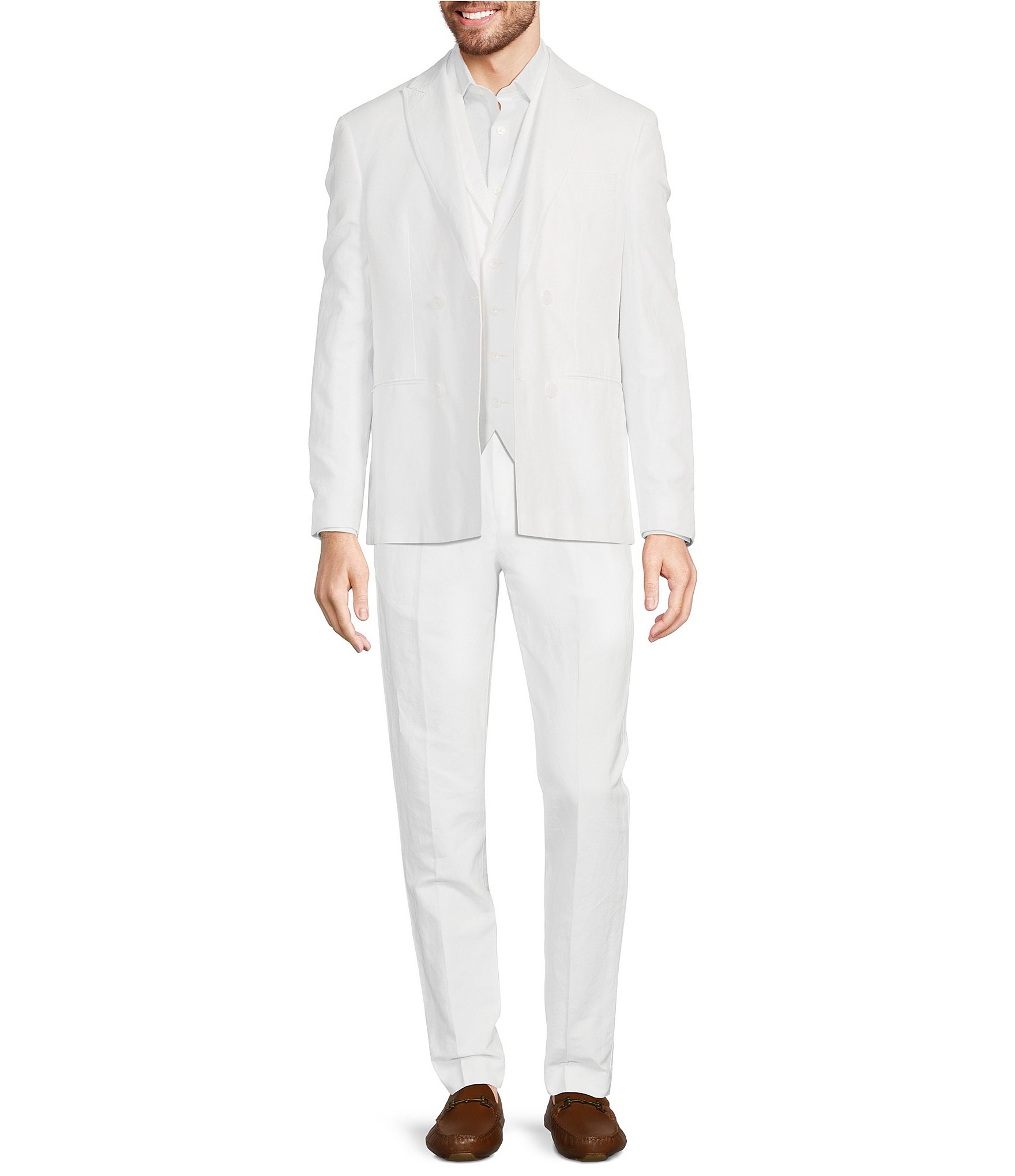 Murano Big & Tall Baird McNutt Slim-Fit Peak-Lapel Double-Breasted Linen-Blend Blazer