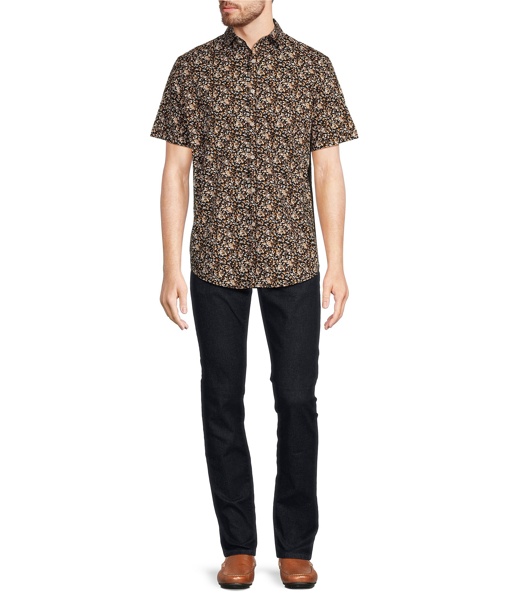 Murano Big & Tall Classic-Fit Floral Print Short Sleeve Woven Shirt