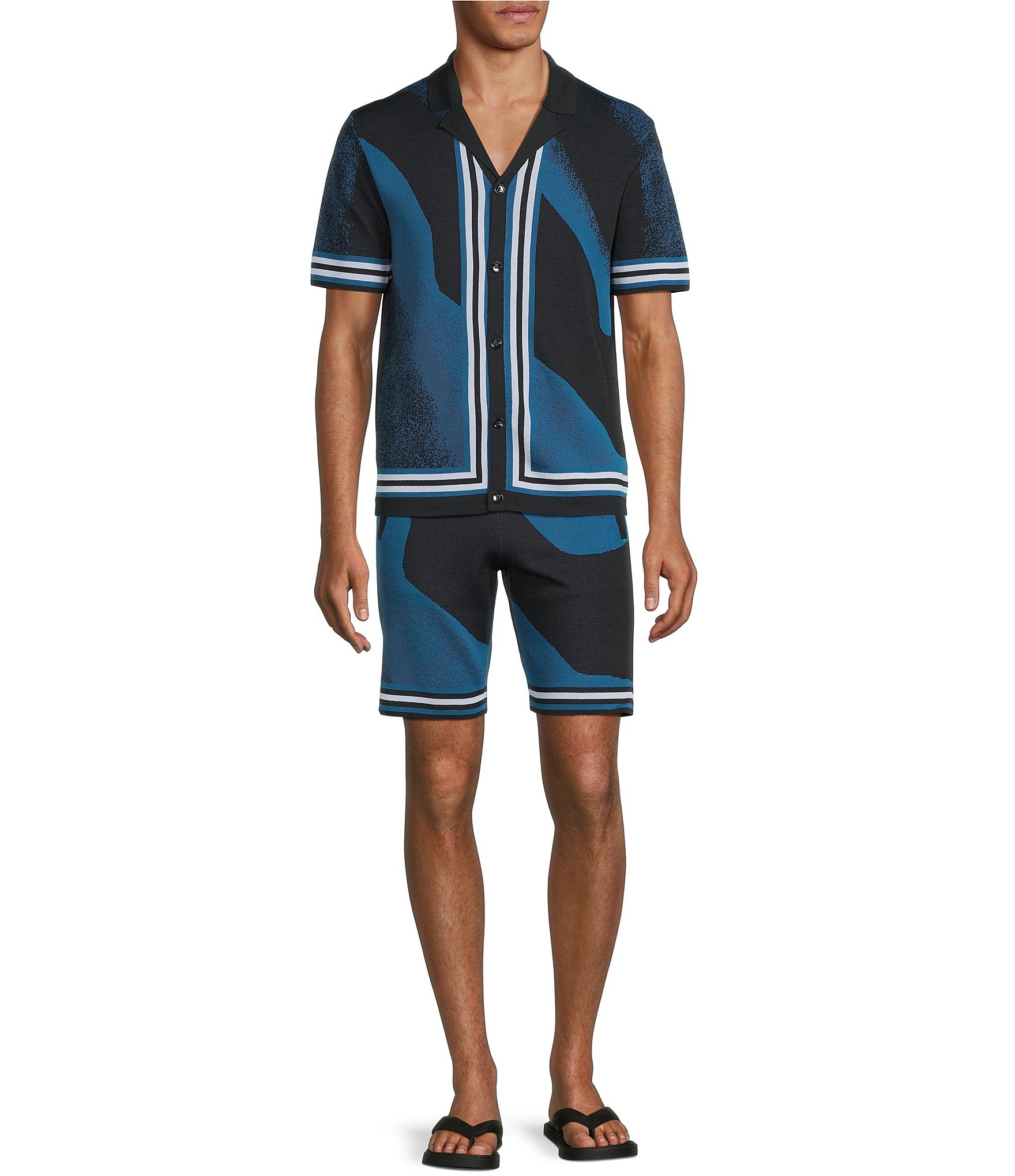 Murano Big & Tall Interdimensional Collection Jacquard Short Sleeve Camp Shirt