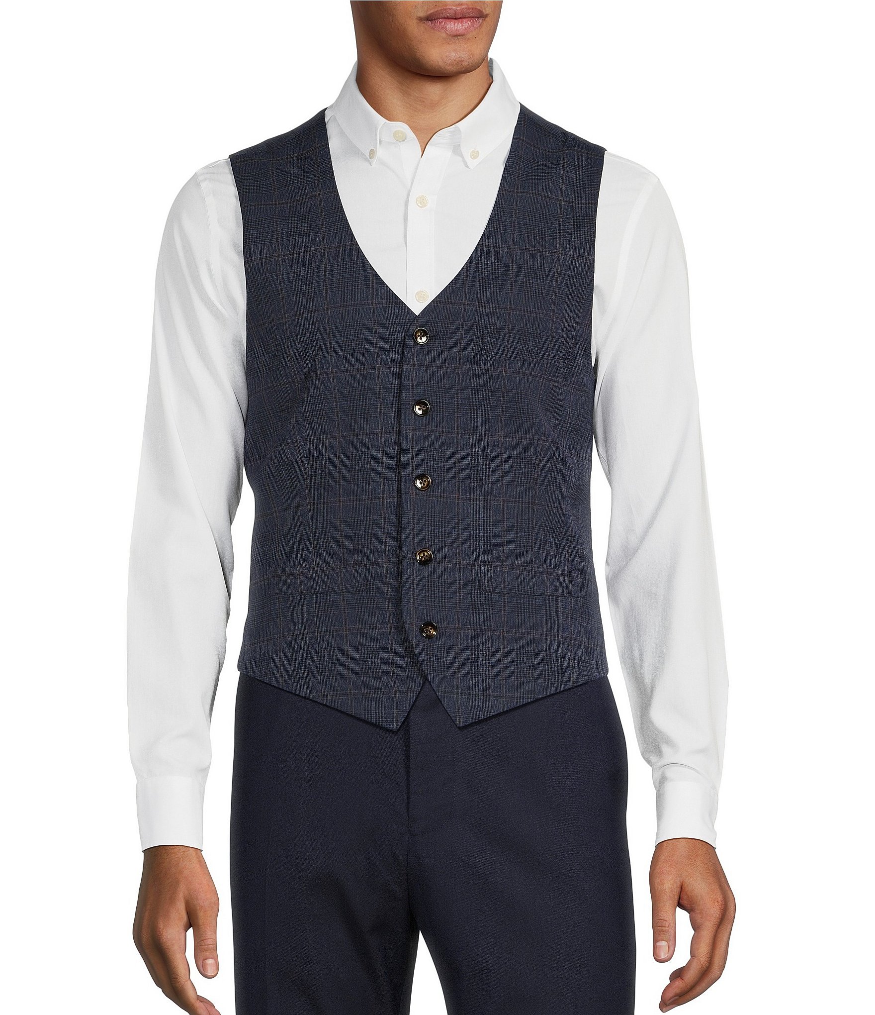 Murano Big & Tall Plaid 5-Button Welt Suit Separates Vest | Dillard's