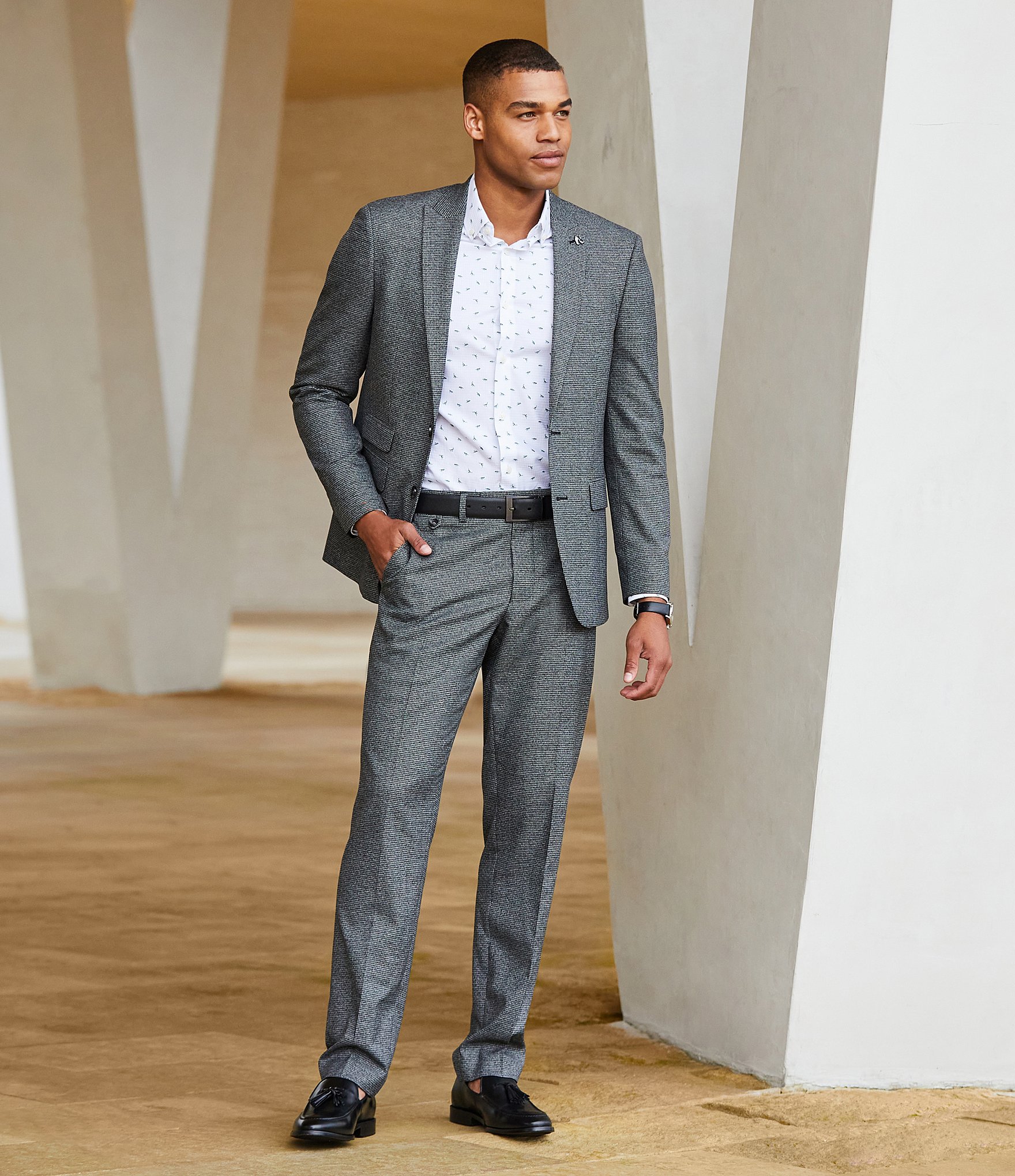 Murano Big & Tall Prehistoric Prep Collection Alex Slim Fit Houndstooth Suit Separates Dress Pants