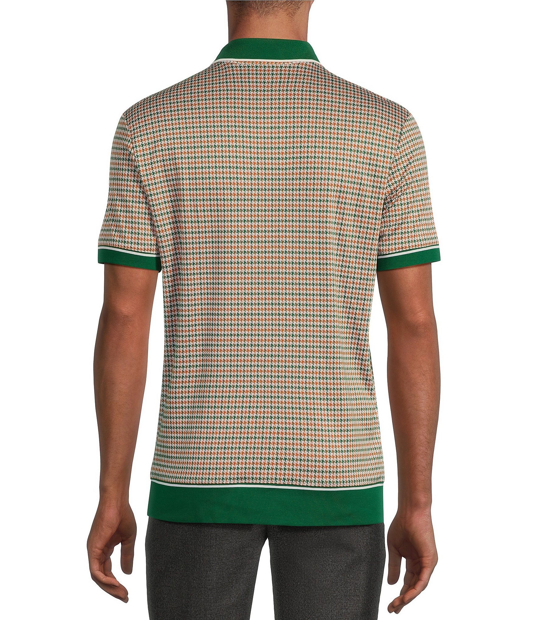 Murano Big & Tall Prehistoric Prep Collection Slim Fit Houndstooth Short Sleeve Polo Shirt